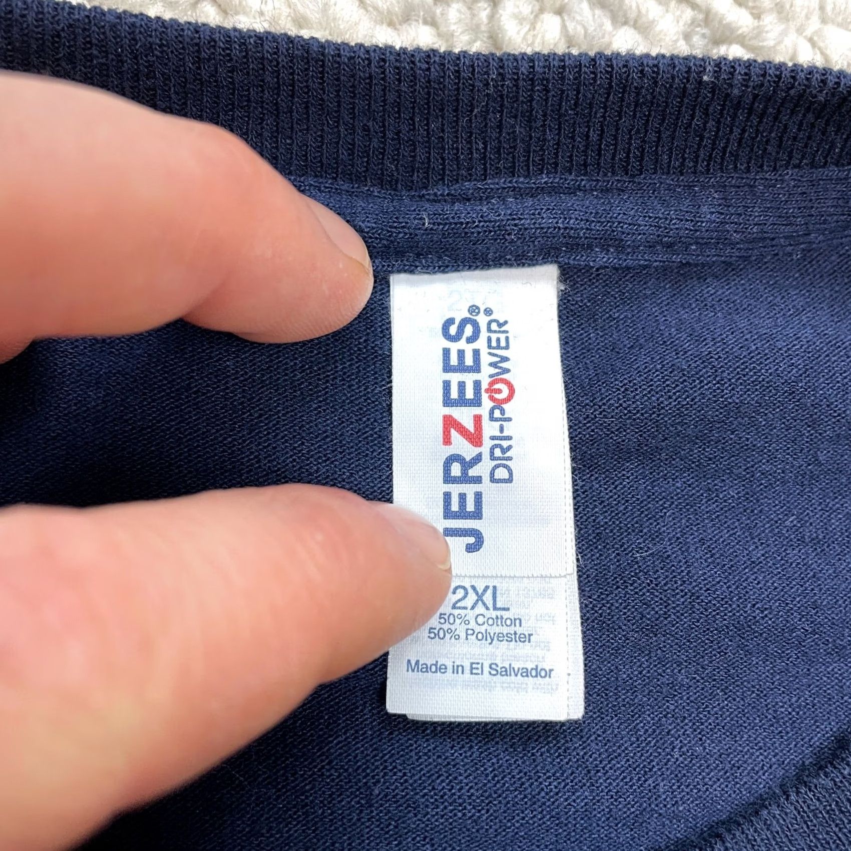 Jerzees Jerzees Dri Power Shirt Mens 2XL XXL Navy Blue Crew Adult Long Sleeve Solid Tee Size US XXL / EU 58 / 5 - 3 Thumbnail