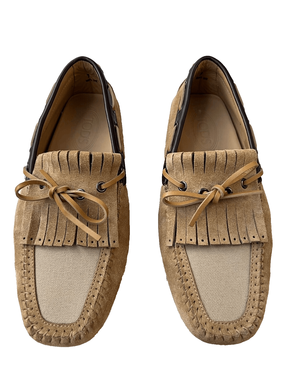 Tod's TOD'S Gommino Fringe Canvas Suede Loafers in Sand ( 7 ) Size US 7 / EU 40 - 2 Thumbnail