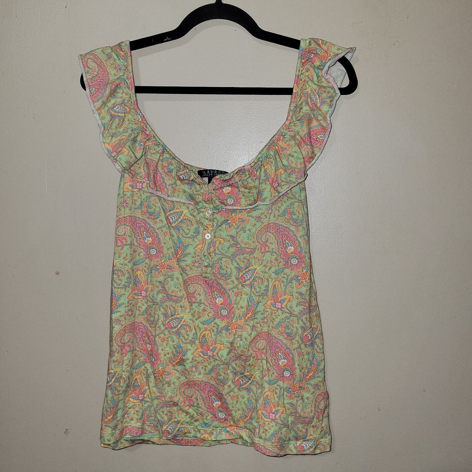 Lauren Ralph Lauren Lauren Ralph Lauren Women's M/L Paisley Ruffled Pullover Size L / US 10 / IT 46 - 1 Thumbnail