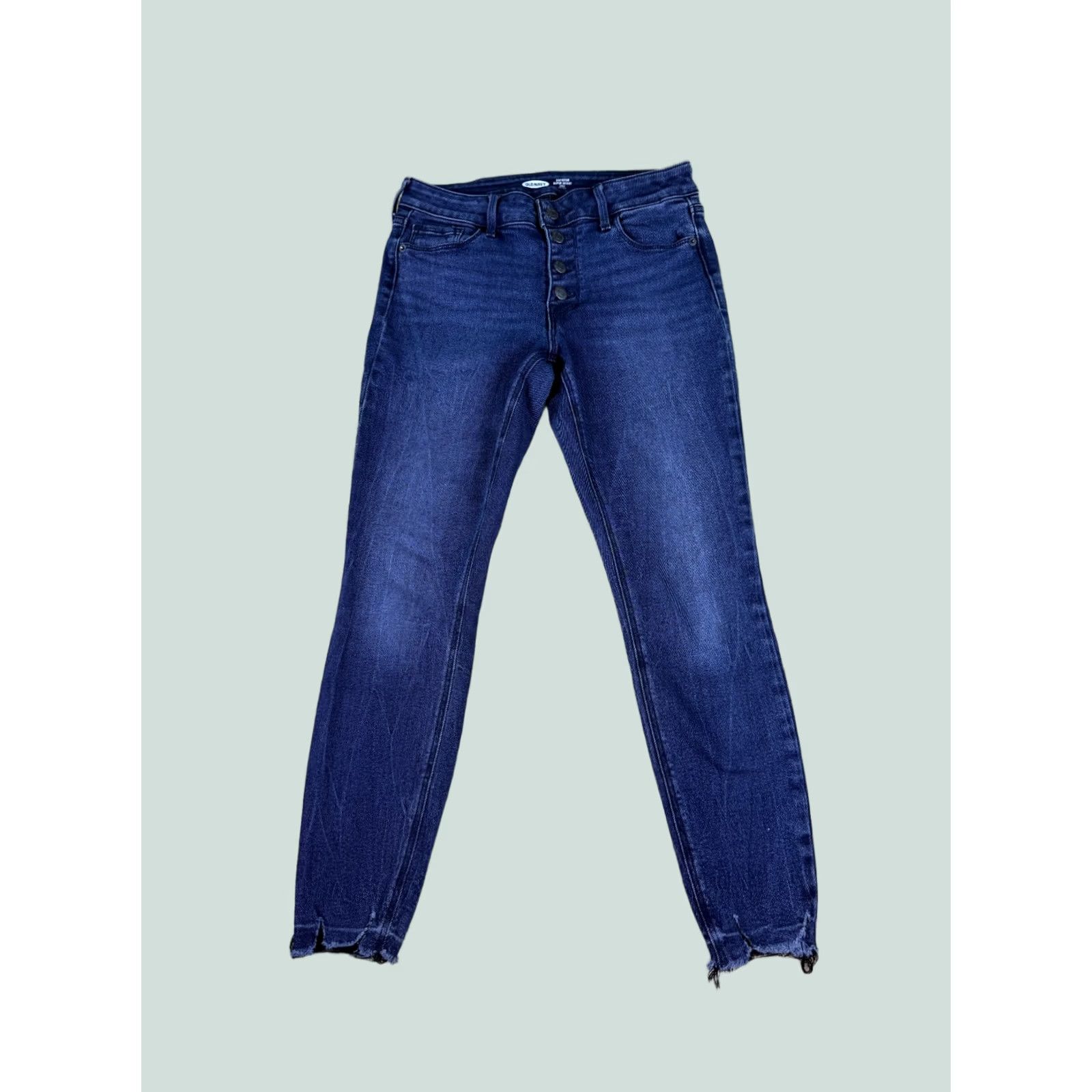 Old Navy Old Navy Rockstar Jeans Ankle Womens Size 4 Blue Distressed Button Fly Raw Hem C925 Size ONE SIZE - 1 Thumbnail
