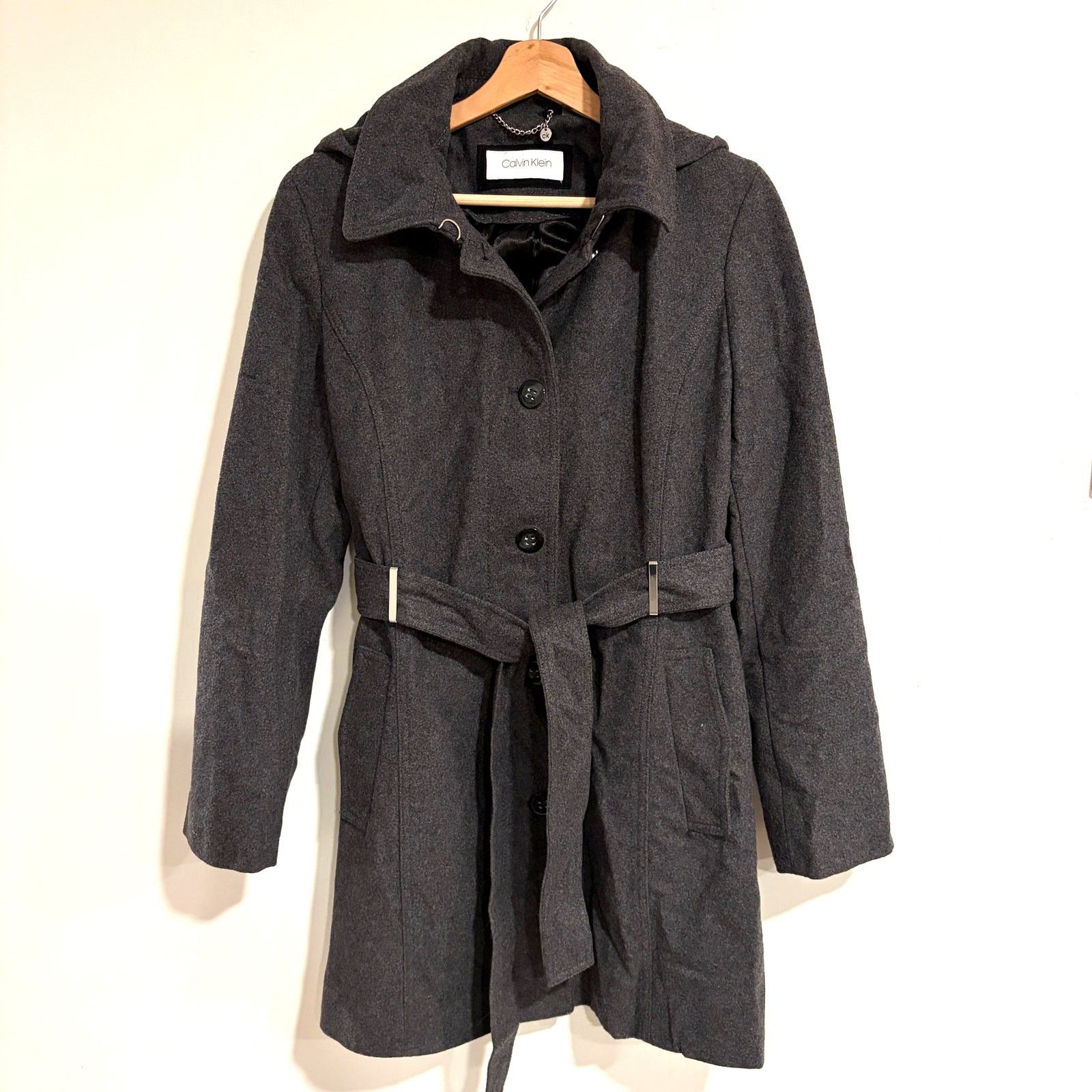 Calvin Klein Calvin Klein Wool Gray Trench Coat Womens M Old Money Size M / US 6-8 / IT 42-44 - 1 Thumbnail