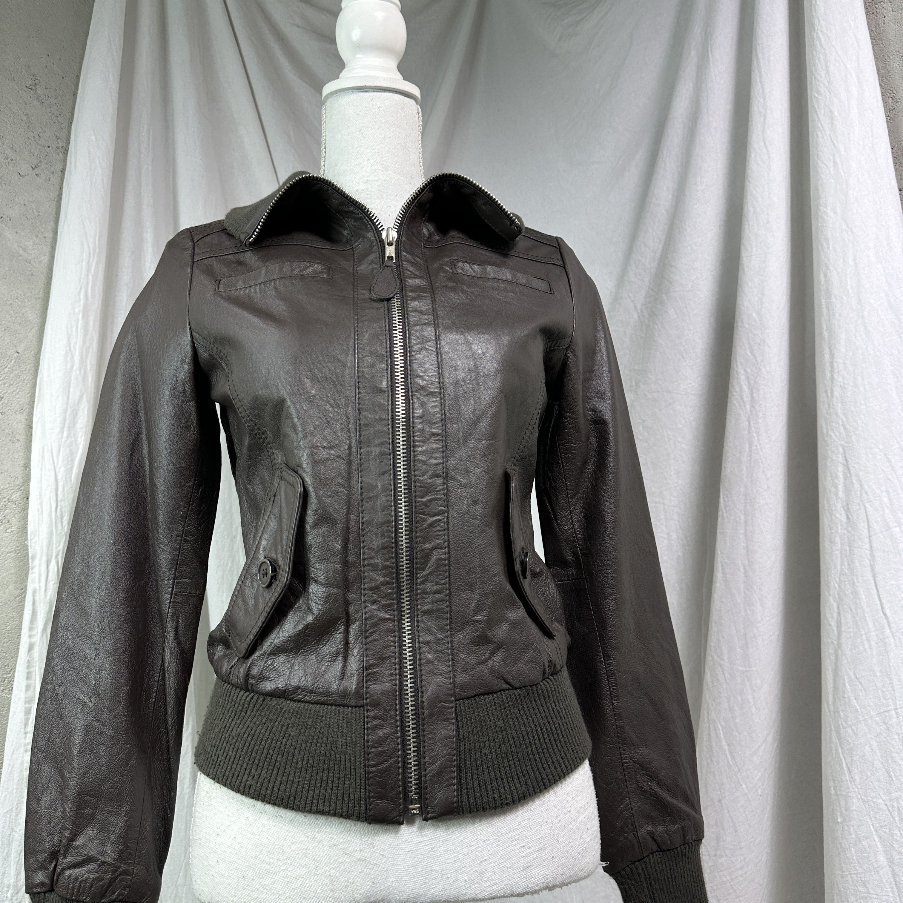 Vintage Vintage Leather Biker Moto Washed Brown Jacket 00s Size US L / EU 52-54 / 3 - 6 Thumbnail