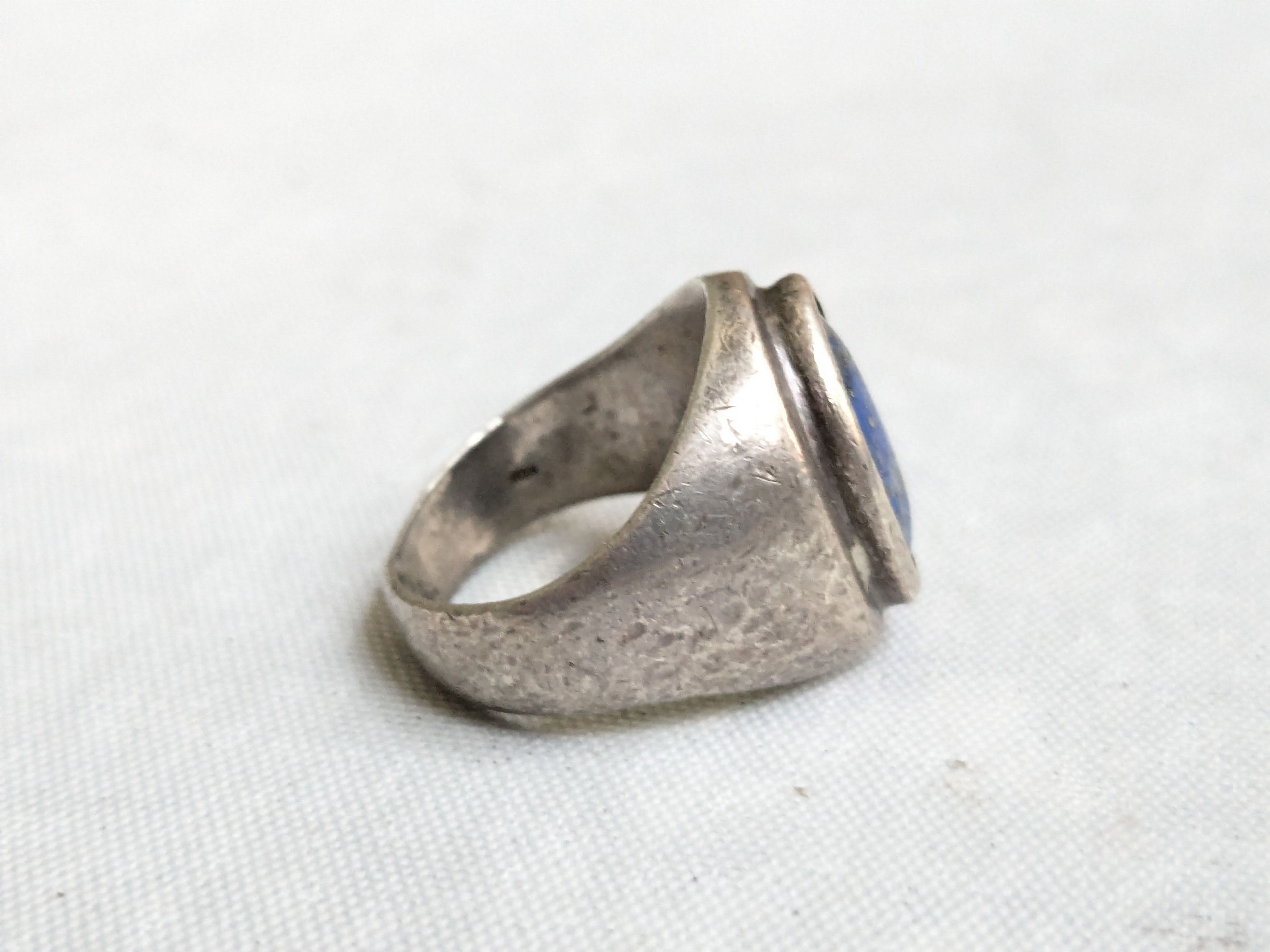 Jewelry Vintage Sterling Silver Ring Lapis Lazuli Oval Cabochon Blue Size ONE SIZE - 7 Thumbnail