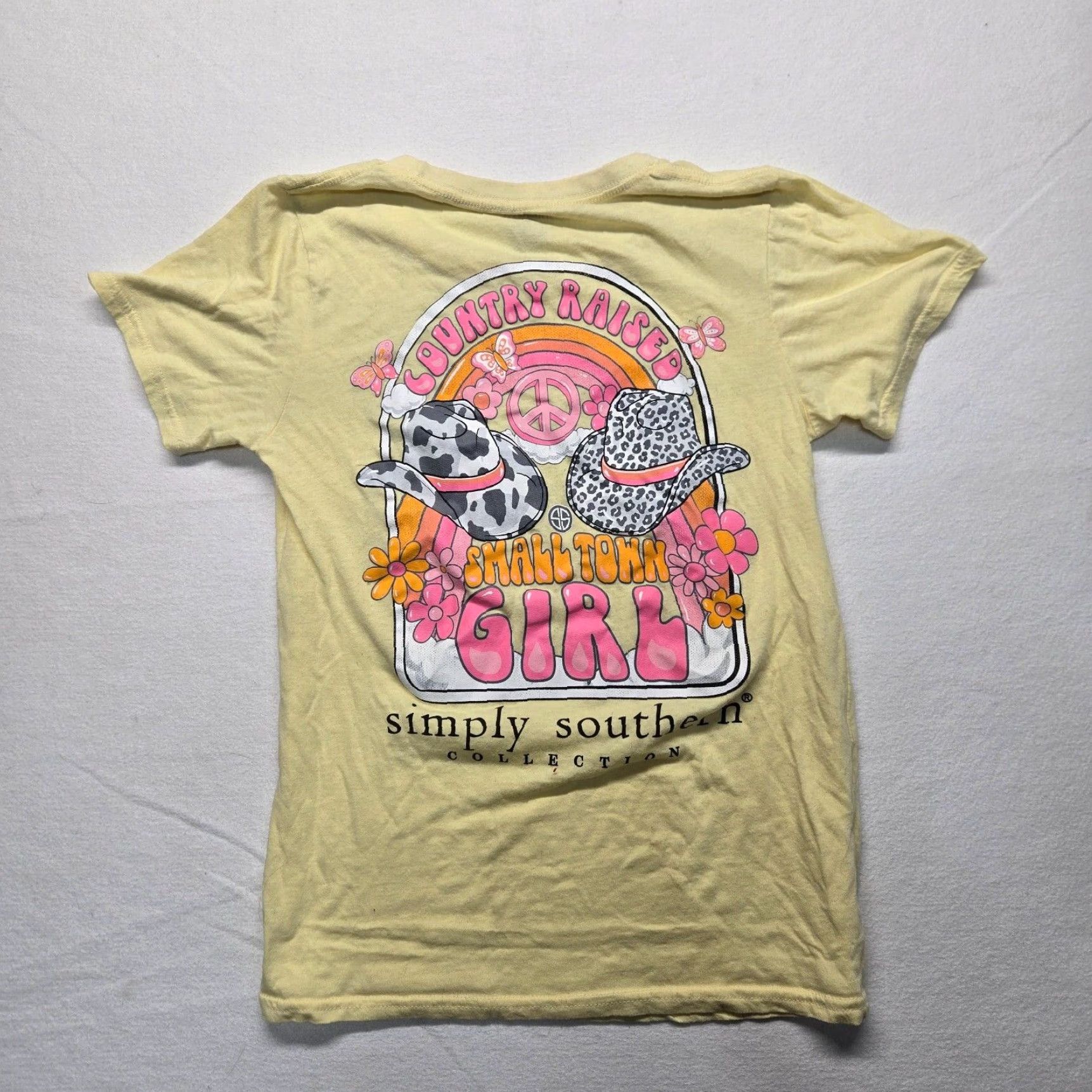 Vintage Genuine Simply Southern Country Raised Small Town Girl Yellow Cotton Tee Shirt Medium Size Size M / US 6-8 / IT 42-44 - 6 Thumbnail