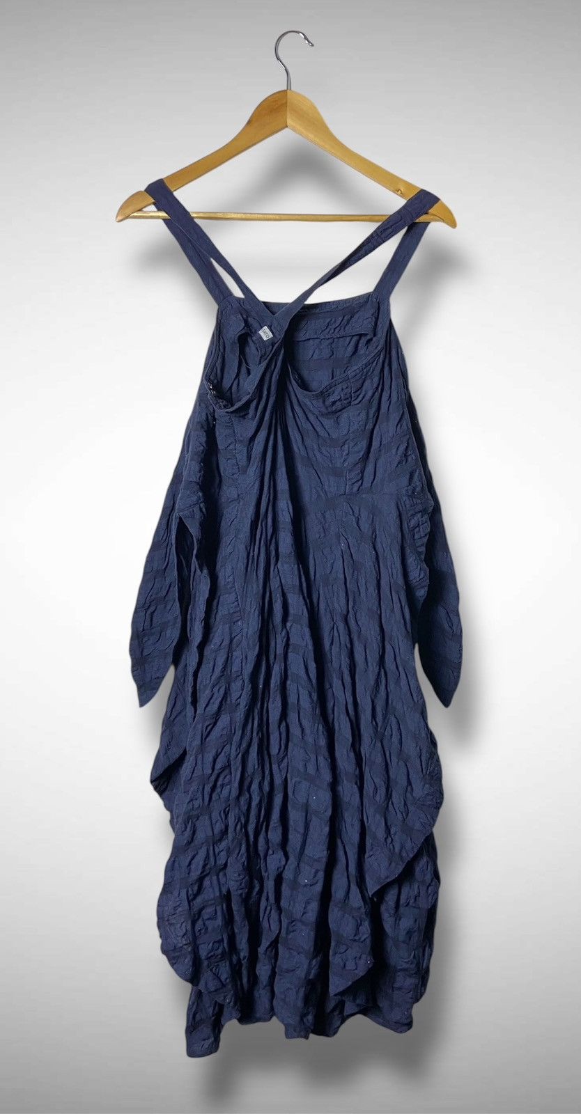 Tsumori Chisato Tsumori Chisato Textured NavyCheck Sleeveless Drape Dress Size S / US 4 / IT 40 - 2 Thumbnail
