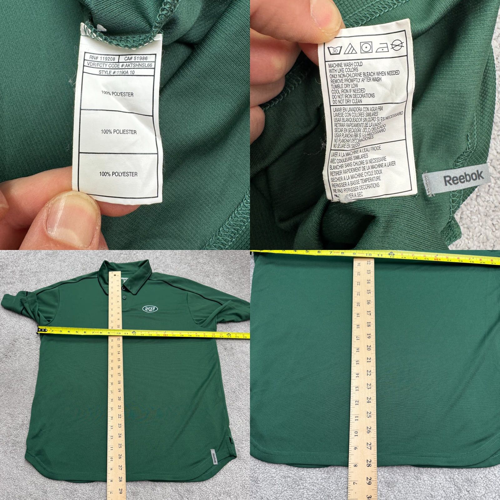 Reebok Reebok Polo Shirt Mens Small Green Short Sleeve Performance Size US S / EU 44-46 / 1 - 8 Thumbnail