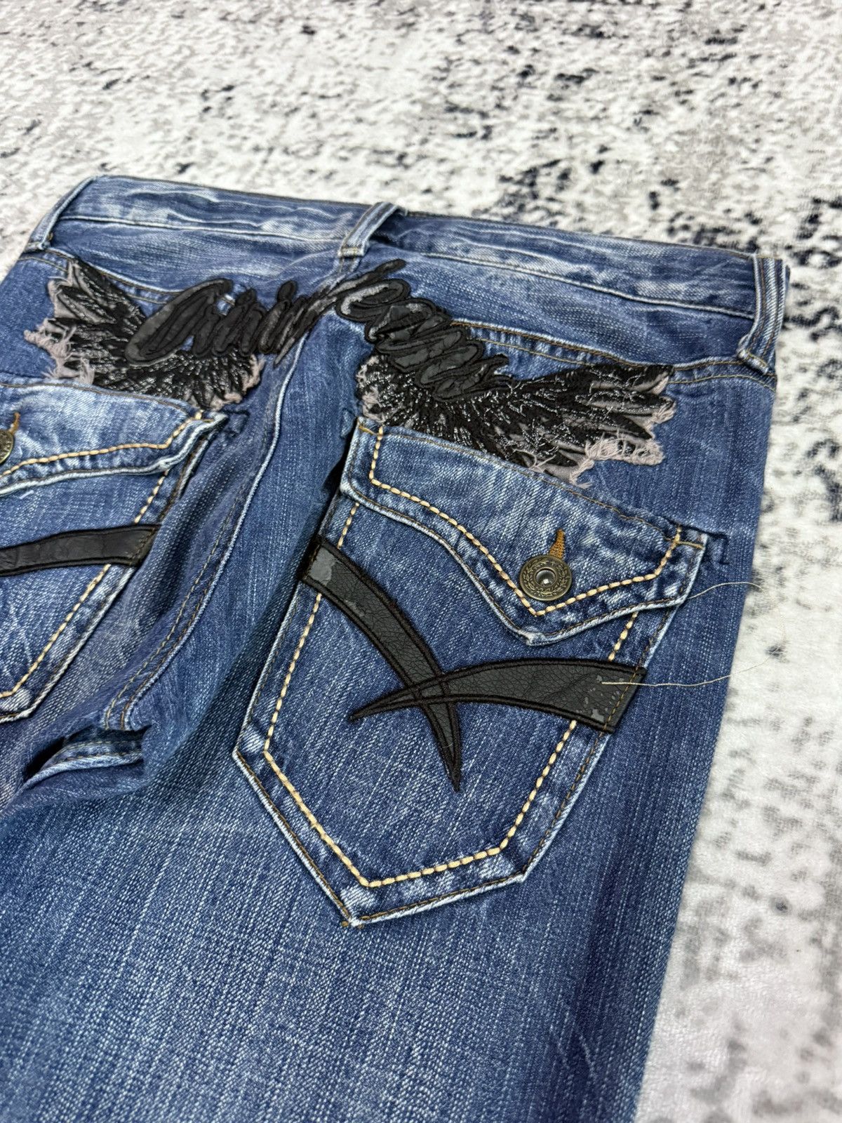 Japanese Brand Japanese Brand Sirmione Embroidery Goth Wings Y2K Jeans Size 29" - 4 Thumbnail