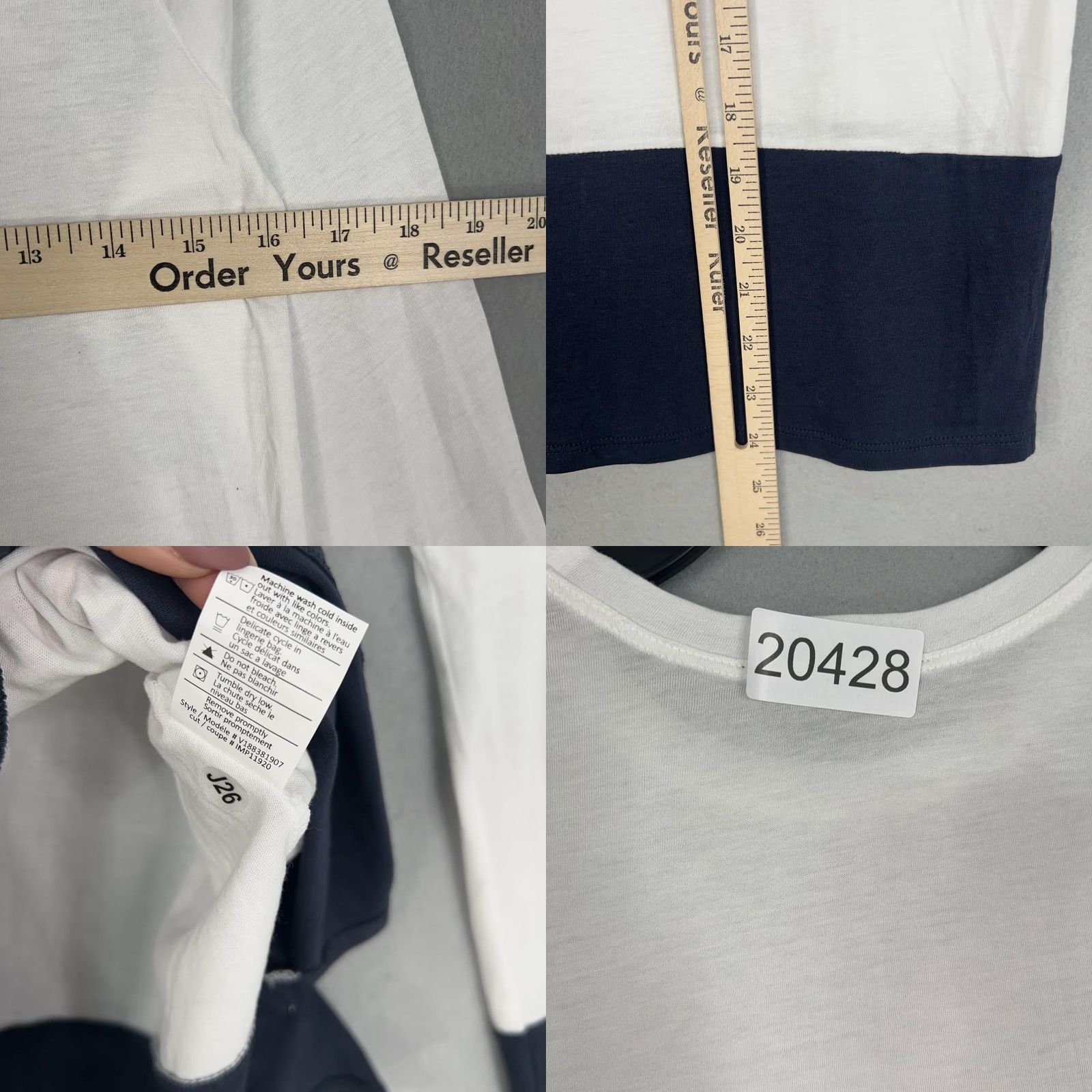 Vince Vince Shirt Womens XXS White Colorblock Crew Neck Basic Knit Lightweight 50% Pima Cotton 50% Modal Womens Size XXS / US 00 / IT 34 - 9 Thumbnail