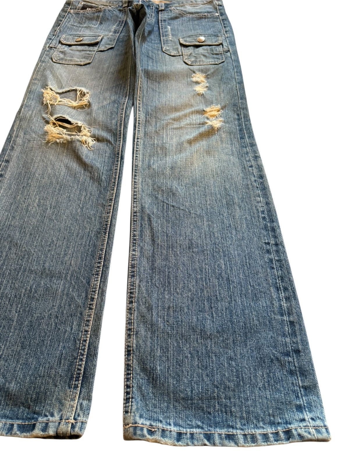 Japanese Brand Vintage Mud Wash Bush Pant Distressed Ripped Loose Jeans Size US 31 - 7 Thumbnail