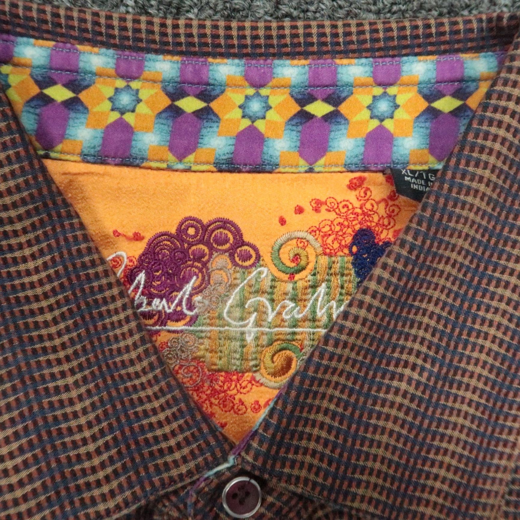 Robert Graham Robert Graham Shirt Men XL Brown Geometric Long Sleeve Button-Up with Contrasting Trim Vintage? No. Size US XL / EU 56 / 4 - 3 Thumbnail
