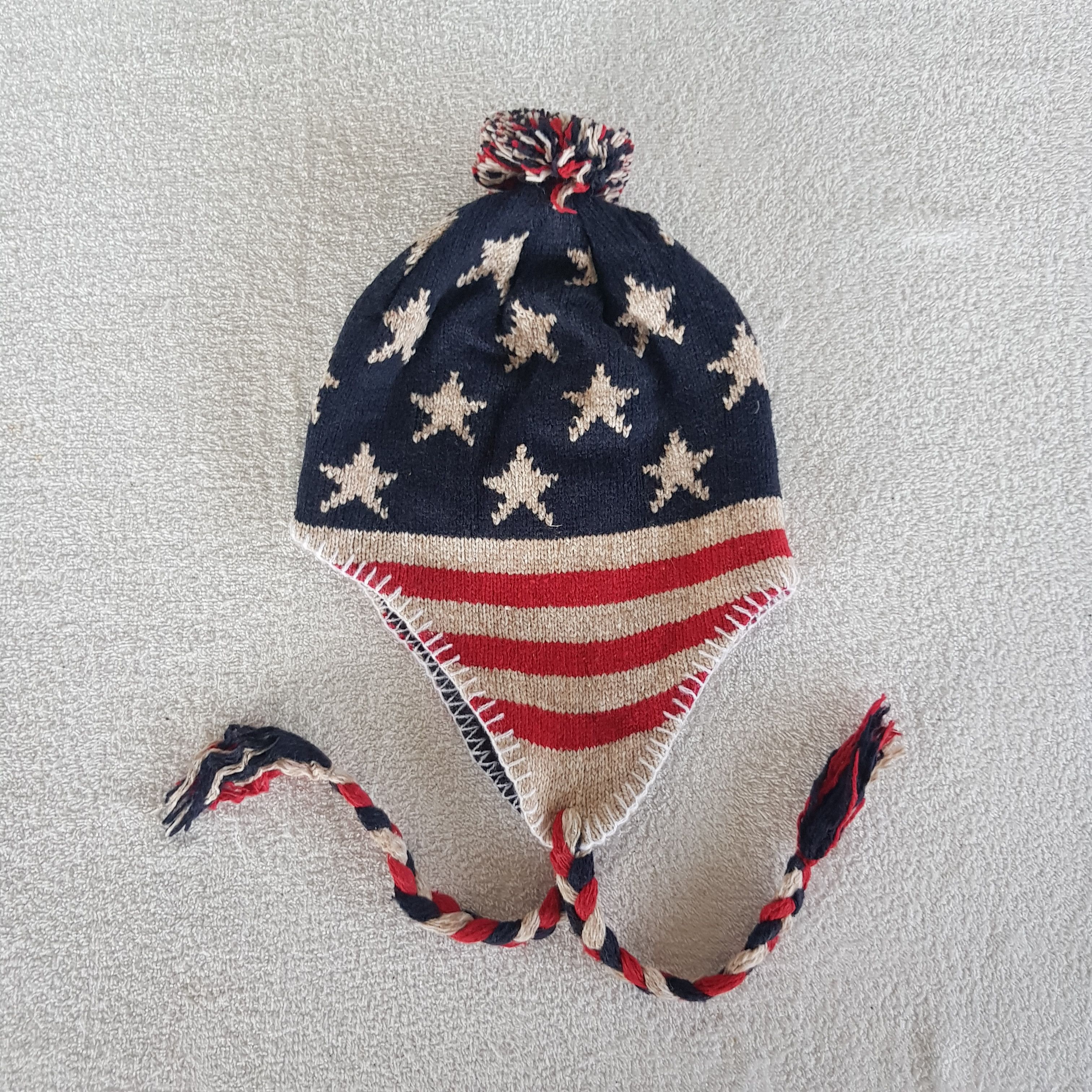 Other Vintage American Flag Earflap Beanie Pom Pom Snow Caps Hats Size ONE SIZE - 5 Thumbnail