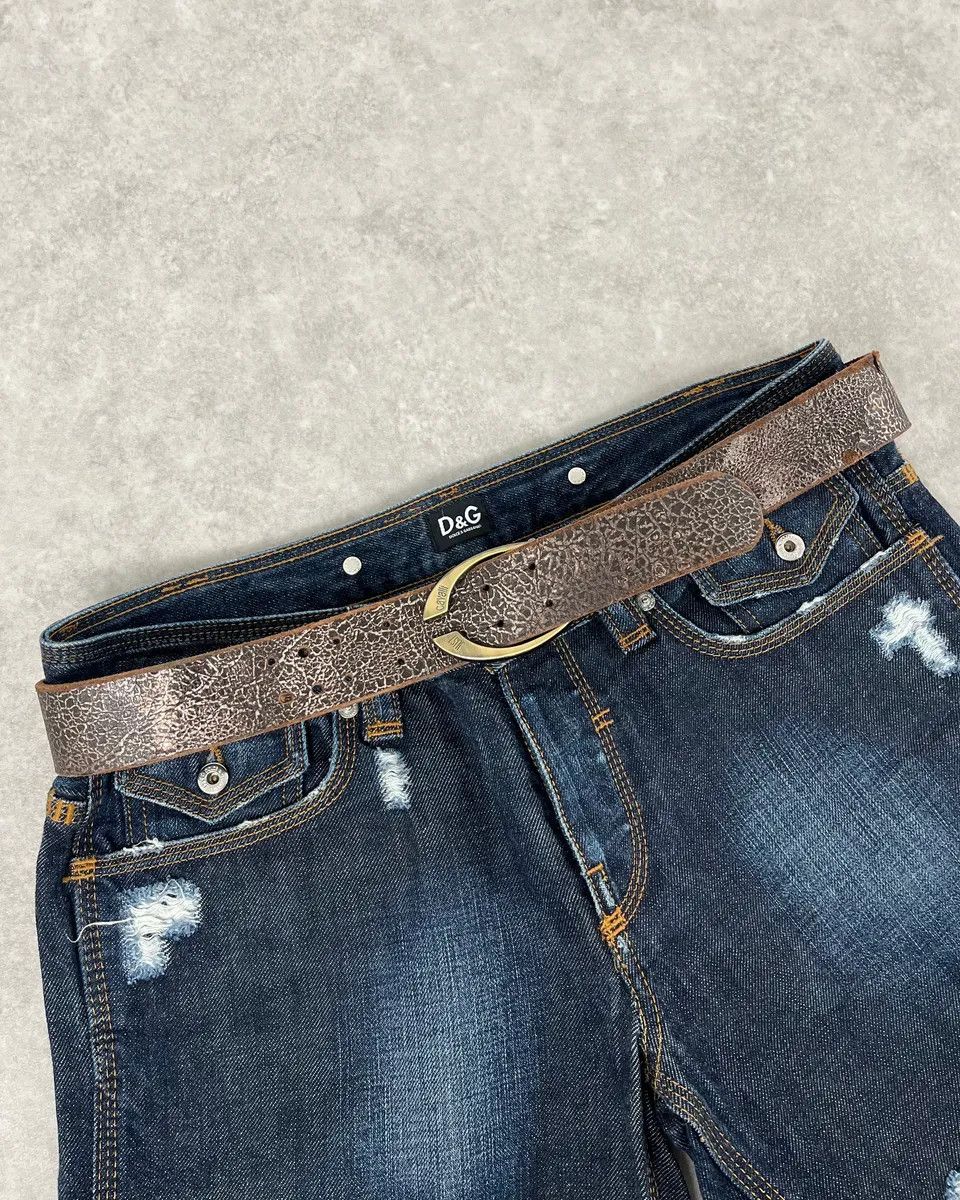 Just Cavalli 2000s Cavalli Brown Eroded Premium Leather Belt Size ONE SIZE - 1 Thumbnail