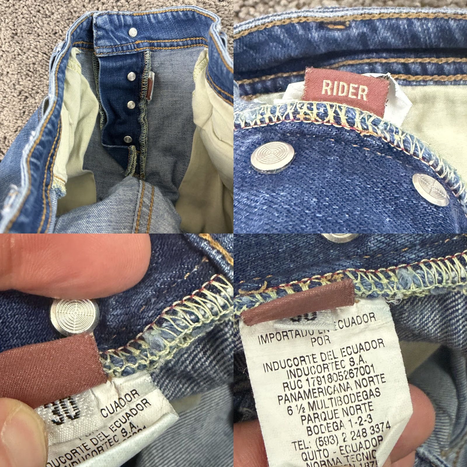 Denime Chivignon Jeans Mens 30 Selvedge Denim Slim Fit Rider Distressed Button Fly Jeans Size US 29 - 10 Thumbnail