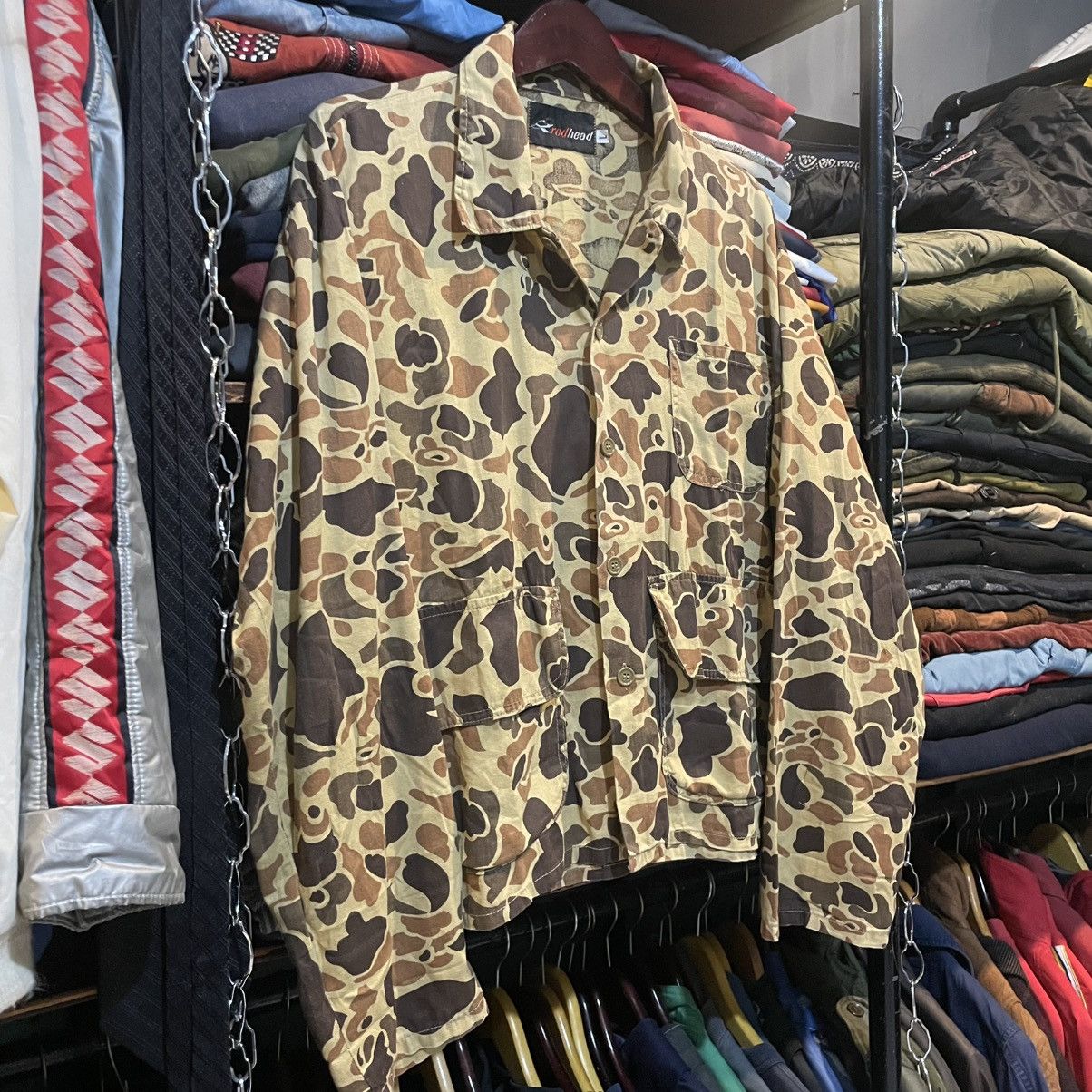 Vintage Vtg 80s Red Head Duck Camo Hunting Over Shirt Jacket Size US L / EU 52-54 / 3 - 4 Thumbnail