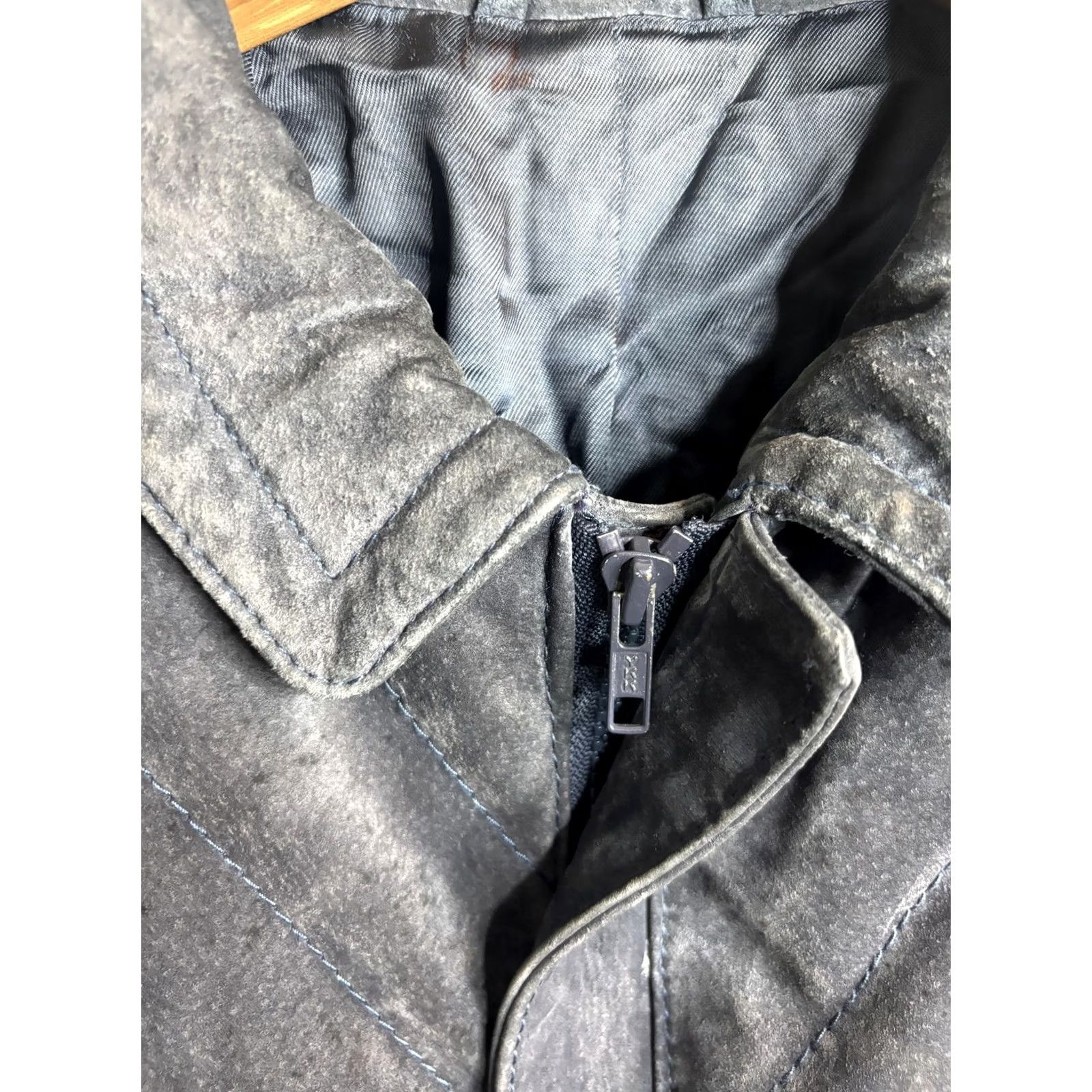 Vintage Wilsons Suede Leather Jacket Mens 46 Blue Quilted Bomber Epaulet Zip Lined Size US S / EU 44-46 / 1 - 3 Thumbnail