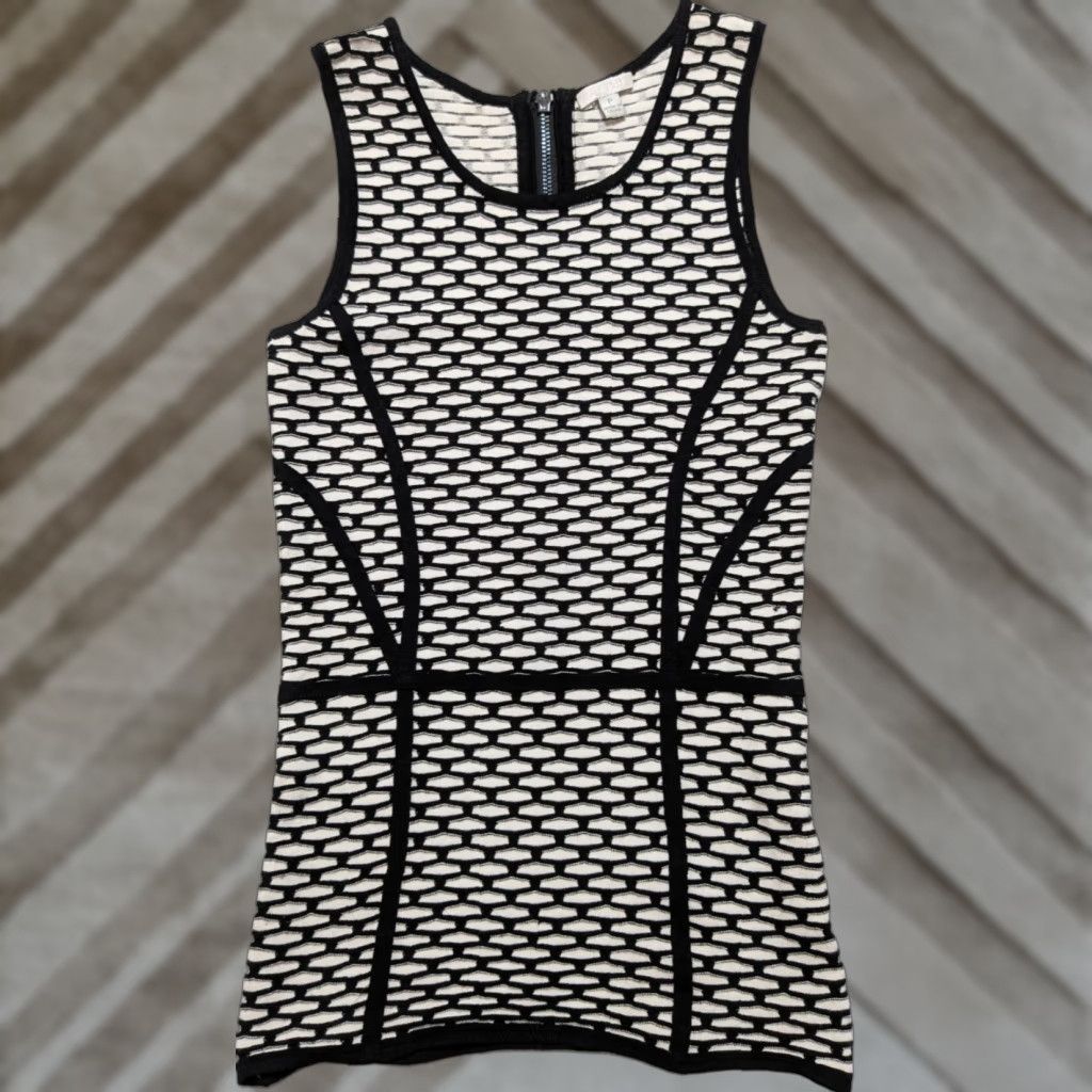 Vintage Intermix Honeycomb Contrast Women P (Petite XS) Black White Sleeveless Top Size XS / US 0-2 / IT 36-38 - 1 Thumbnail