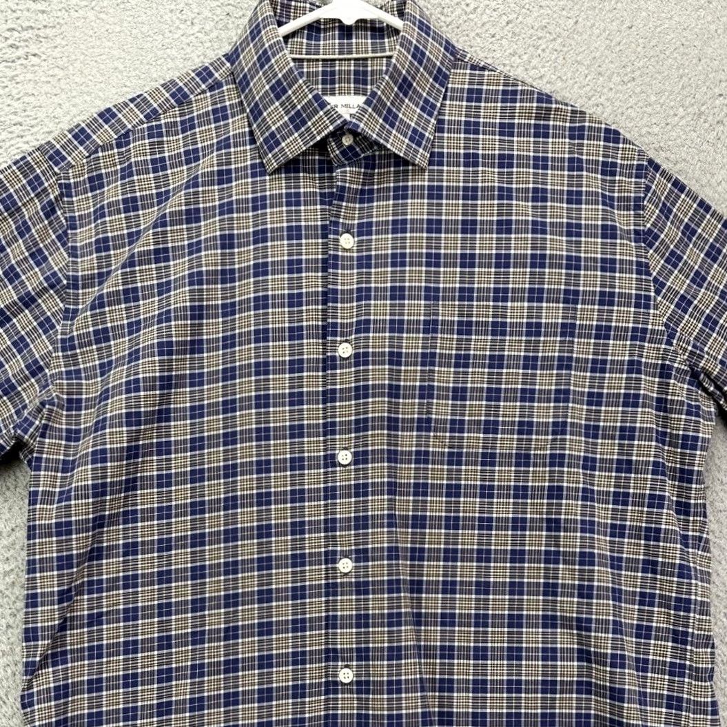 Peter Millar Peter Millar Shirt Mens Large Plaid Button-Down Short Sleeve Navy Brown Casual Size US L / EU 52-54 / 3 - 2 Thumbnail