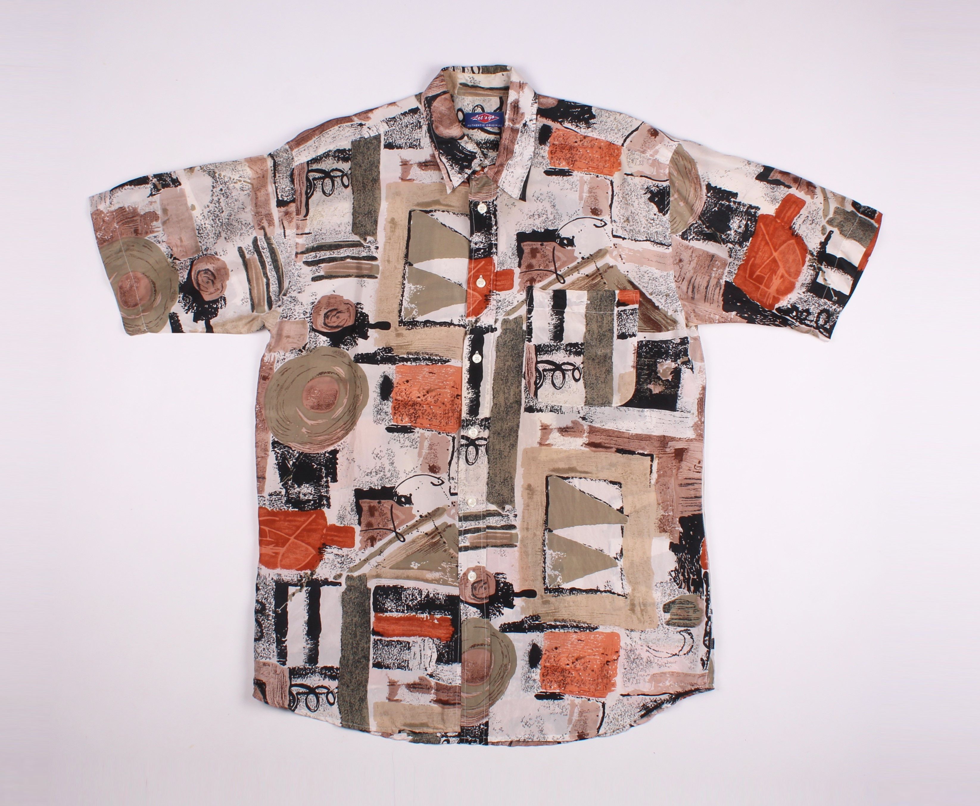 Vintage Vintage Let's Go Silk Abstract Shirt 90's Size US XL / EU 56 / 4 - 1 Thumbnail