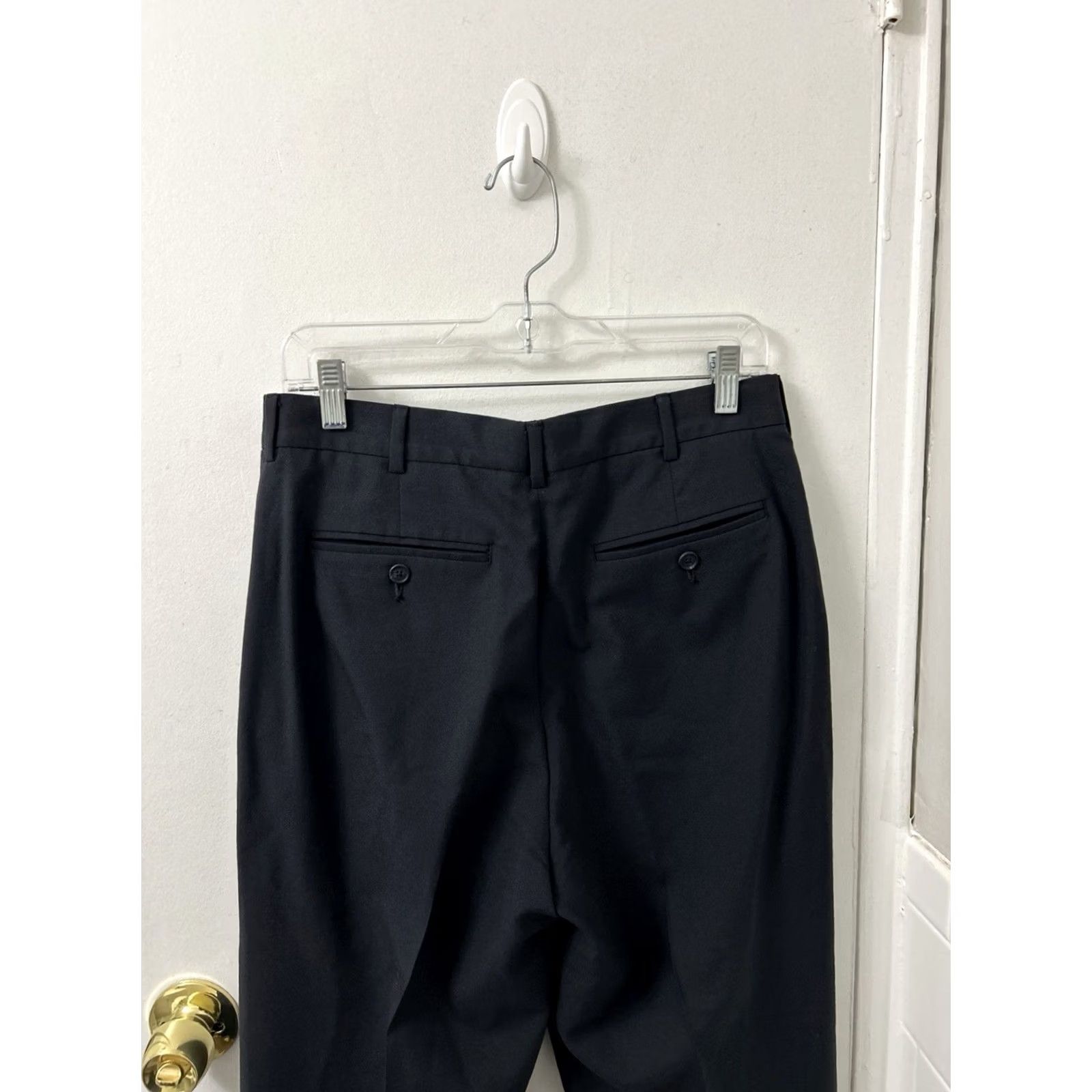 Lands' End Lands' End Dress Pants Mens 30x26 Navy 100% Wool Flat Front Trousers Pants Dress Pants Mens Regular Straight 100% Wool Navy П Size US 30 / EU 46 - 7 Thumbnail