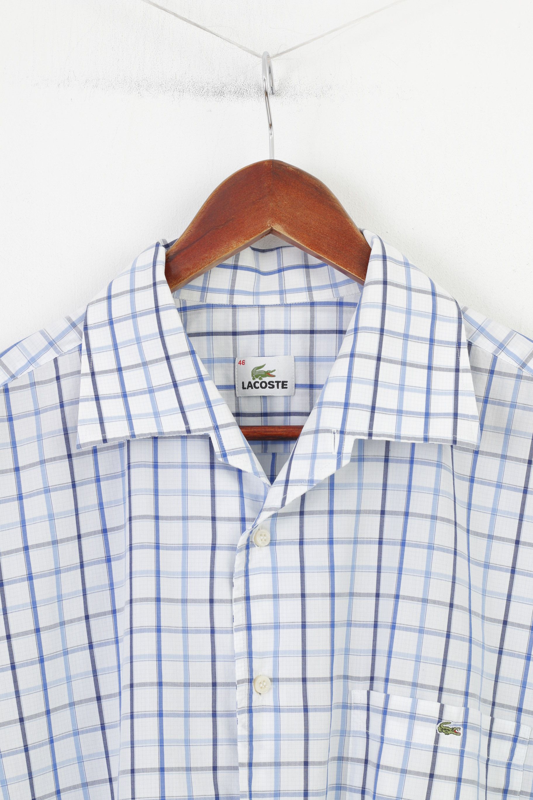 Lacoste Lacoste Men 46 Casual Shirt Checkered Blue 10331 Size US XL / EU 56 / 4 - 3 Thumbnail