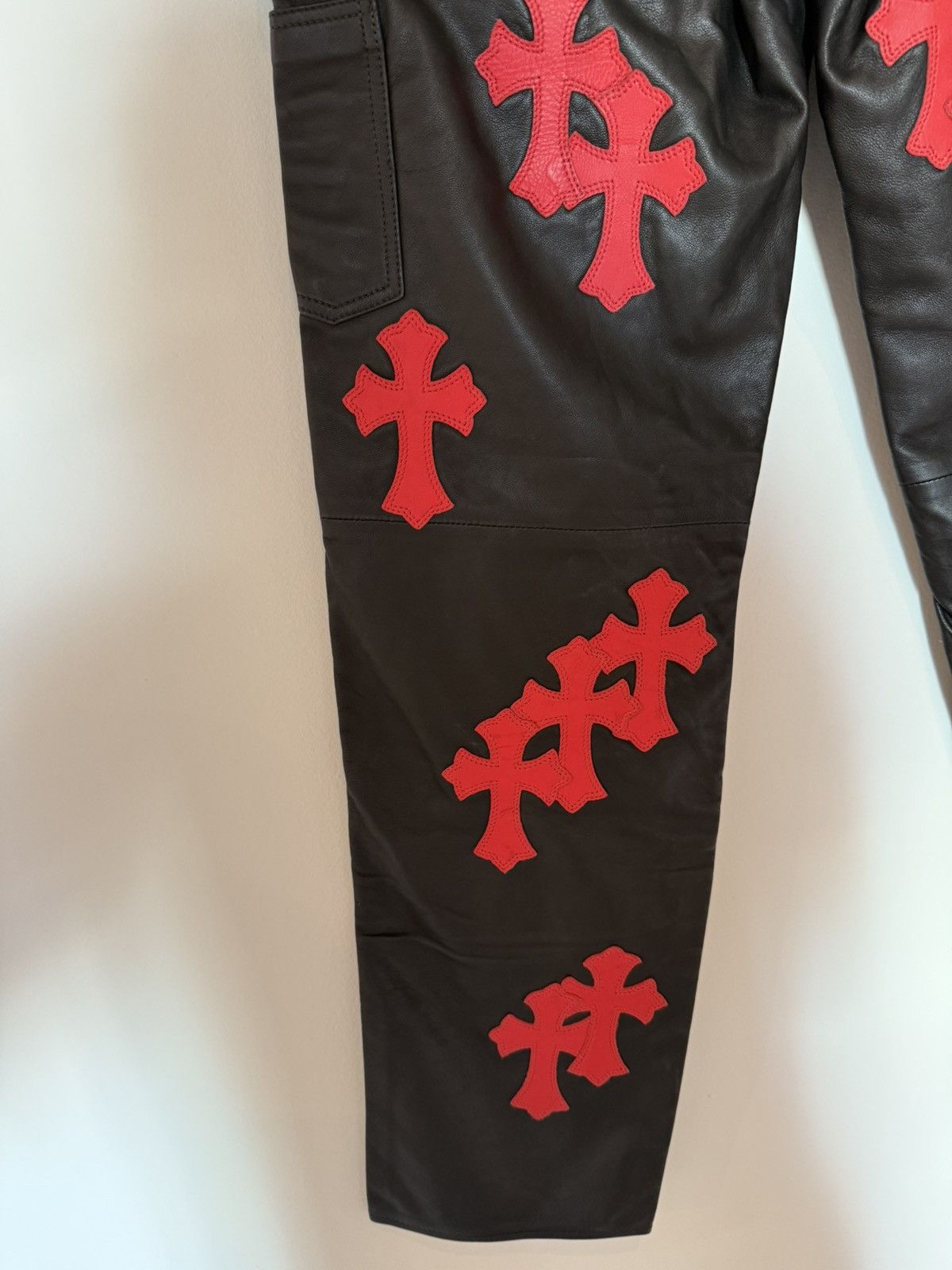 Chrome Hearts Chrome Hearts Leather Flooded Pants (1of1) 🔥👹🔥 Size US 26 / EU 42 - 9 Thumbnail