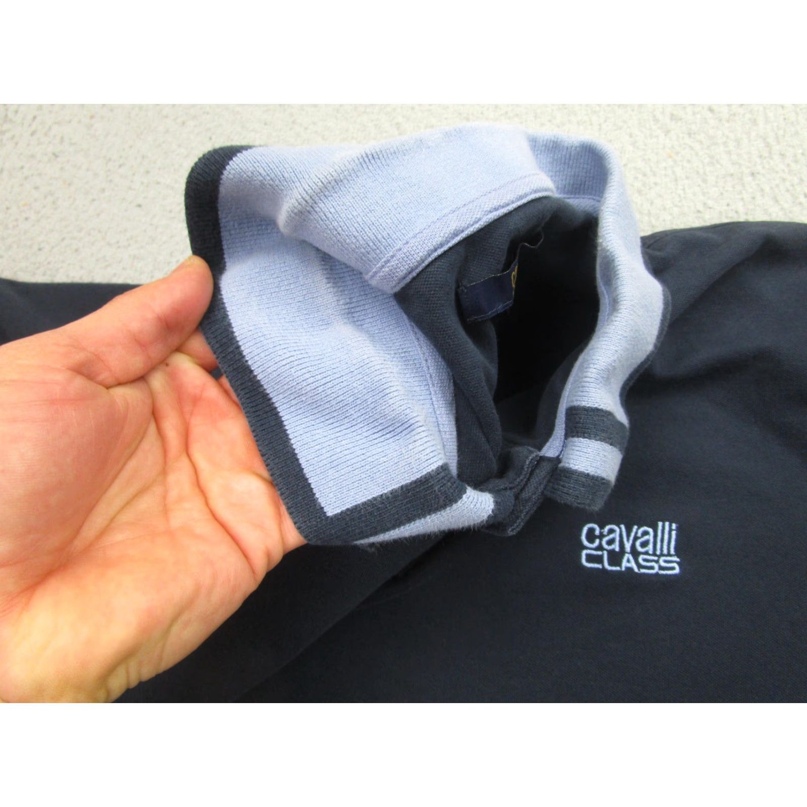 Cavalli Class Cavalli Class Polo Shirt Mens Large Navy Blue Contrast Collar Embroidered Logo Size US L / EU 52-54 / 3 - 6 Thumbnail