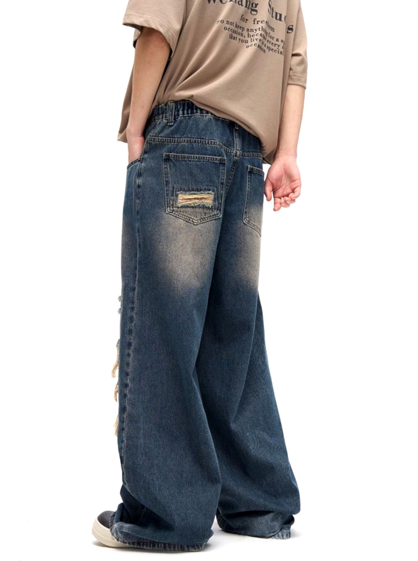 Designer × Japanese Brand × Vintage Punk Rock Ripped Oversize Washed Jeans Streetwear Rave Size US 34 / EU 50 - 2 Thumbnail