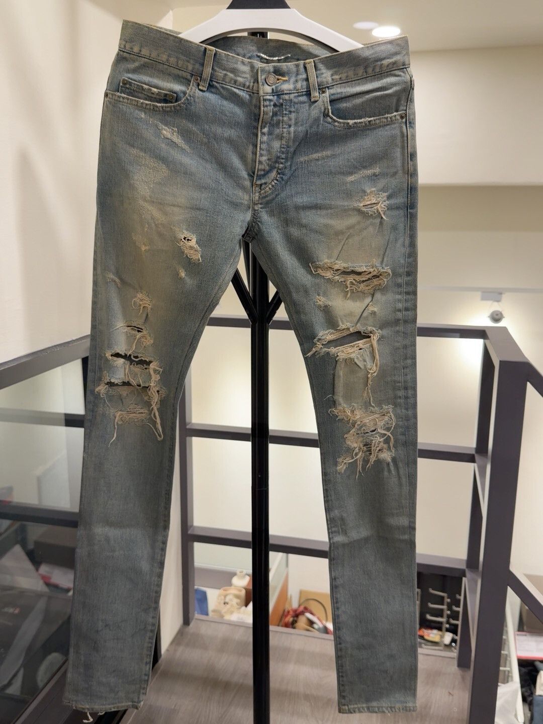 Saint Laurent Paris Saint Laurent Distressed Denim Pants Size 31 Size US 31 - 1 Thumbnail