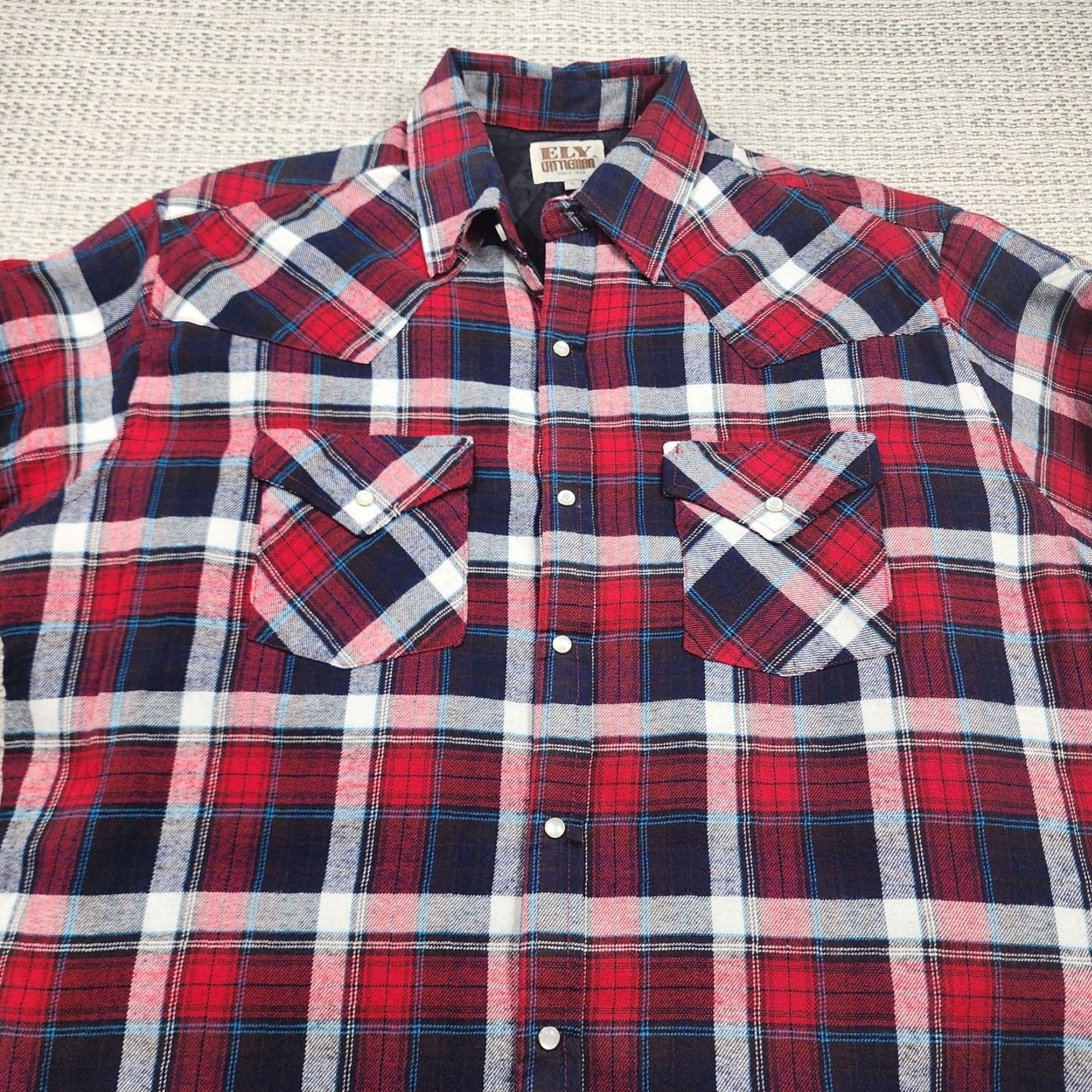 Vintage VINTAGE Ely Cattleman Jacket Mens Large Plaid Flannel Quilted Lined Western Pearl Snap Red Size US L / EU 52-54 / 3 - 4 Thumbnail