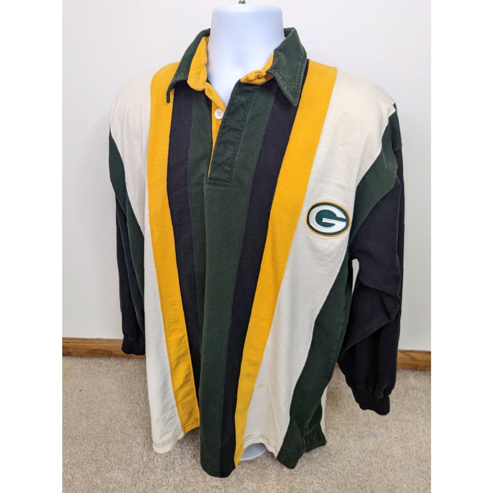 Logo 7 VINTAGE Green Bay Packers Mens L Shirt NFL Game Day Logo 7 Polo Rugby Henley L7S Size US L / EU 52-54 / 3 - 2 Thumbnail