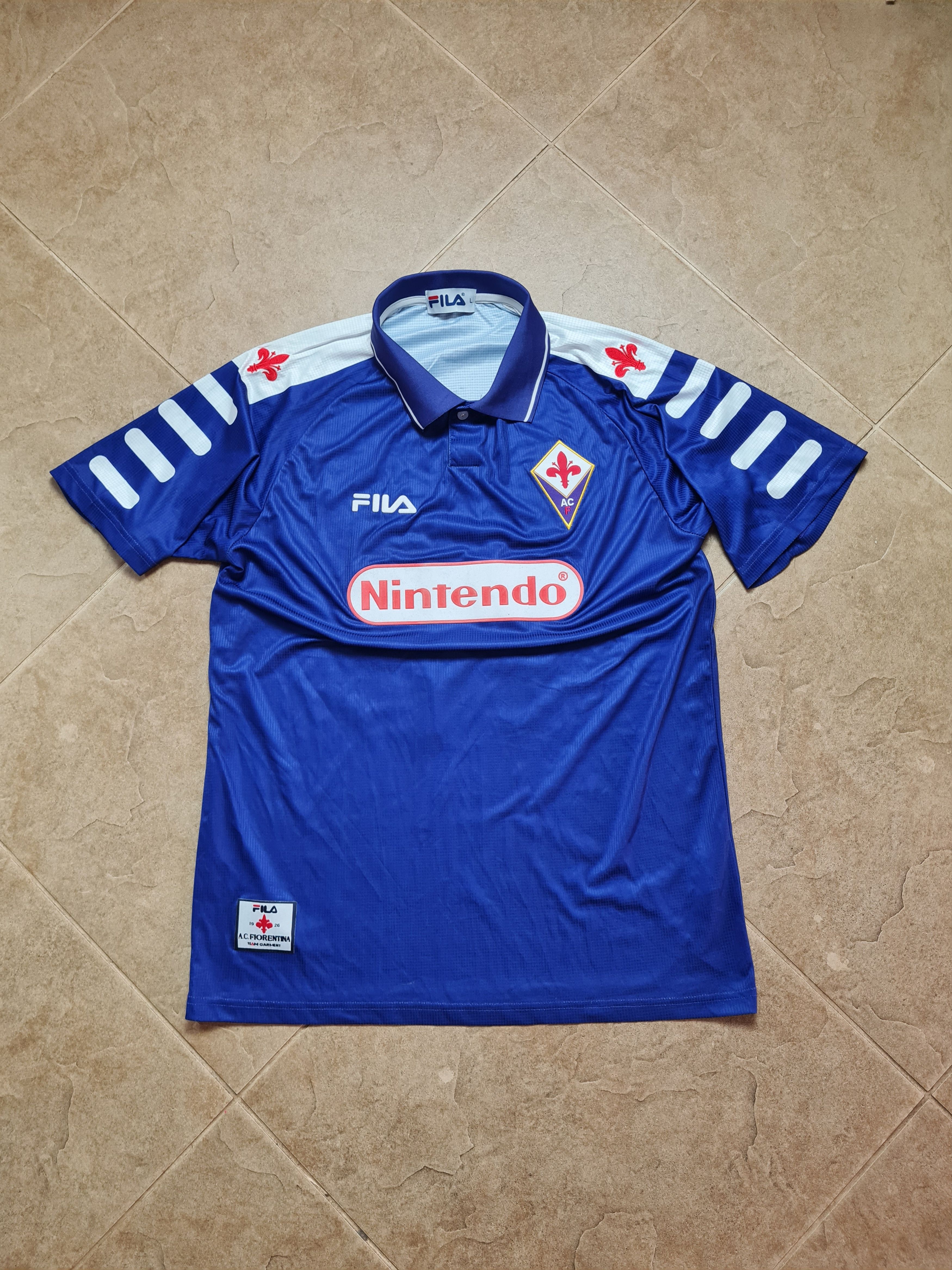 Fila Rui Costa #10 Fiorentina 1998/99 Home Vintage Soccer Shirt Size US L / EU 52-54 / 3 - 2 Thumbnail