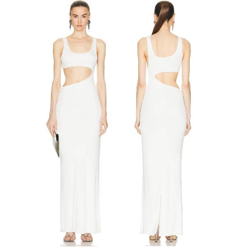 Image of NWT Auteur Sleeveless Cutout Silk Scoop Neck Clem Maxi Dress in White, Women's (Size Small)