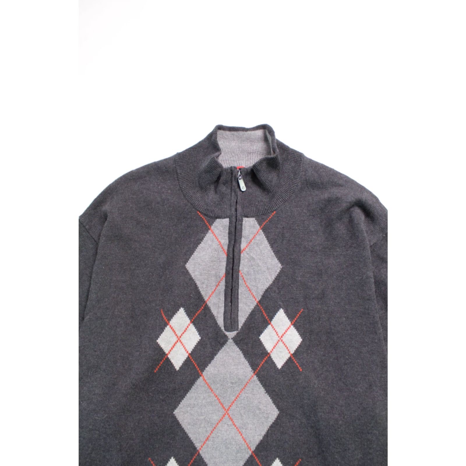 Izod VINTAGE IZOD Argyle Half Zip Sweater Gray X-Large Men's? Size XL / US 12-14 / IT 48-50 - 2 Thumbnail