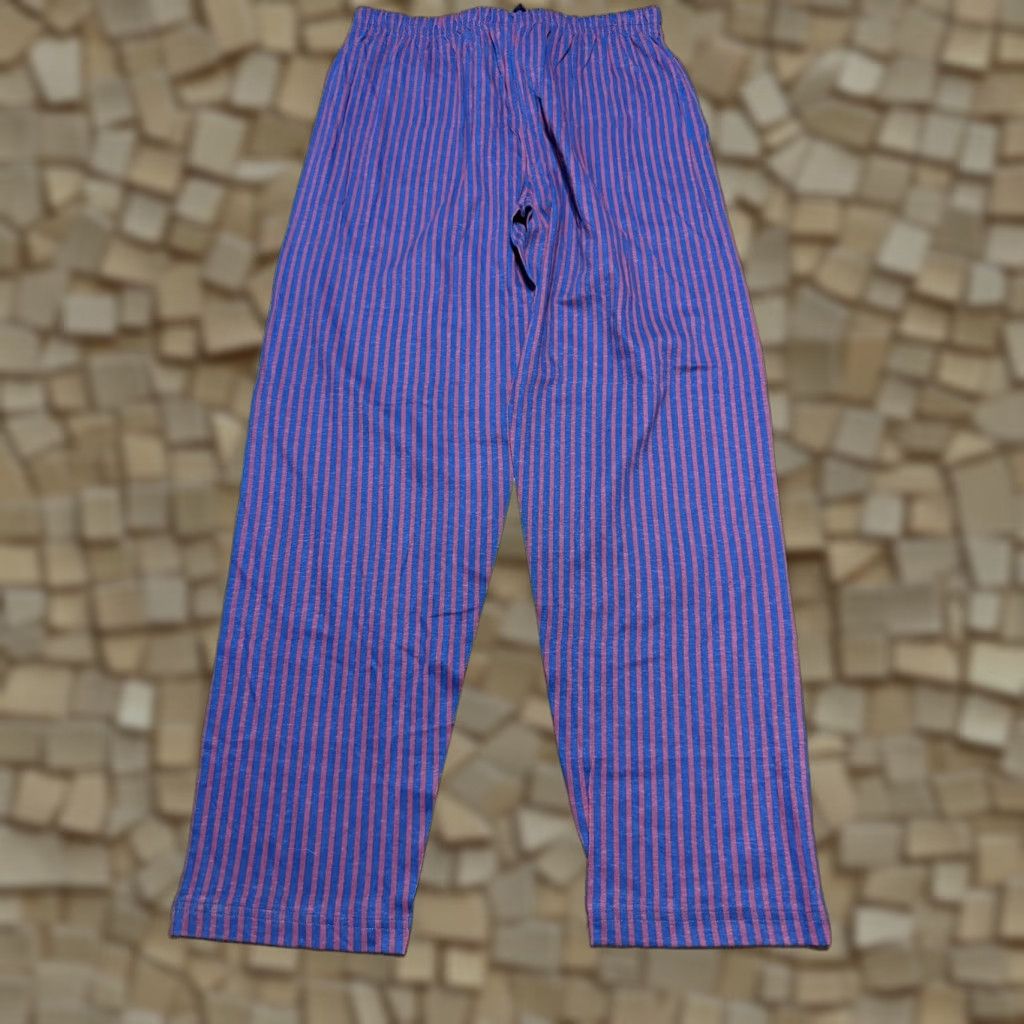 Vintage Sleephero Pants Men's Medium Blue Red Sleepwear Tie Waist Striped Pull On Pajama Pants Size US 31 - 1 Thumbnail