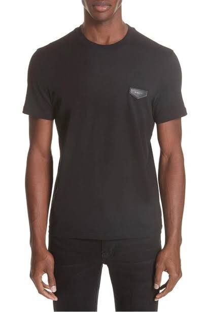 image of Givenchy Leather Patch Logo Slim Tee in Black, Men's (Size XL)