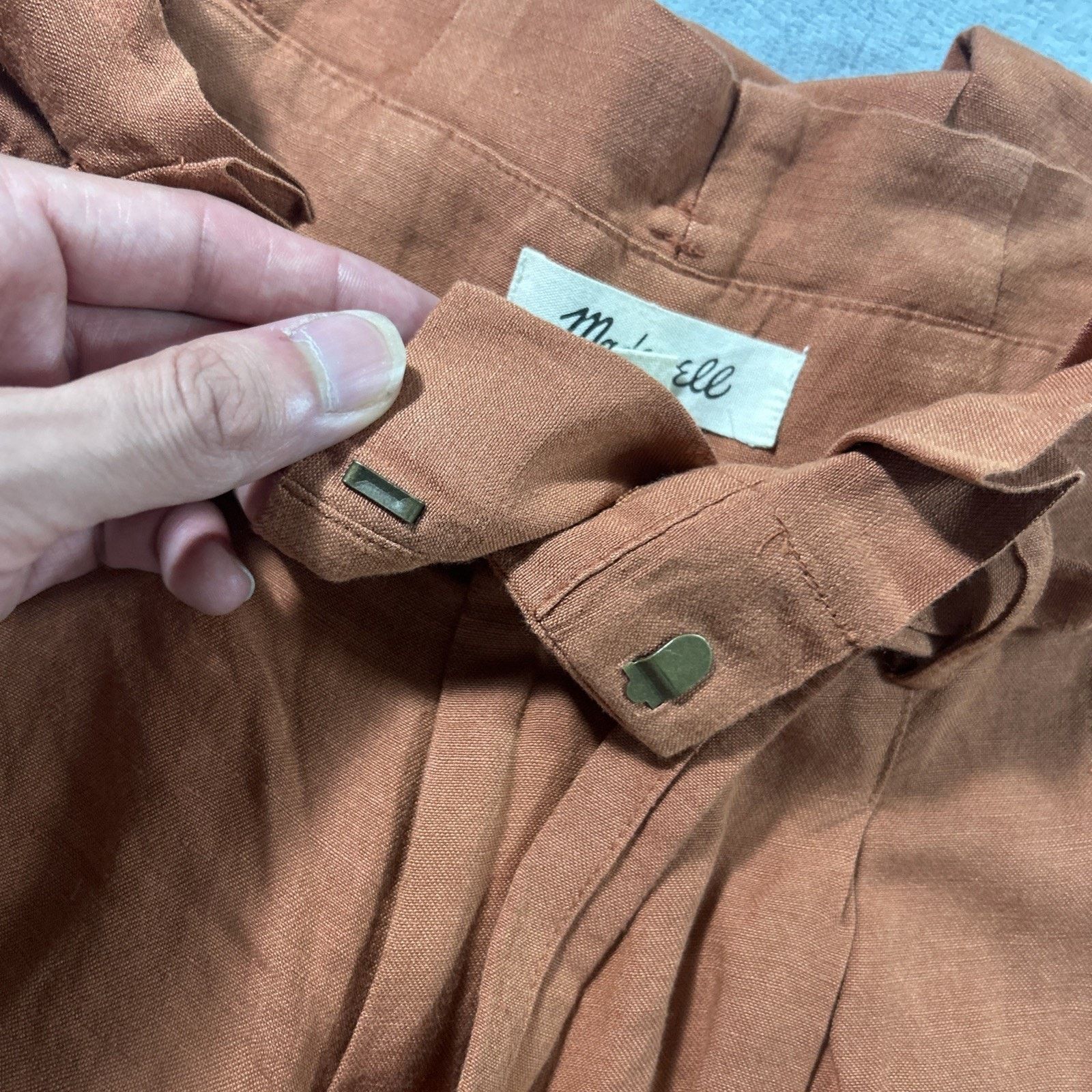 Madewell Baggy Linen Paperbag Pants 28x25 Hamilton Boho Cottage Belt Size 26" / US 2 / IT 38 - 3 Thumbnail