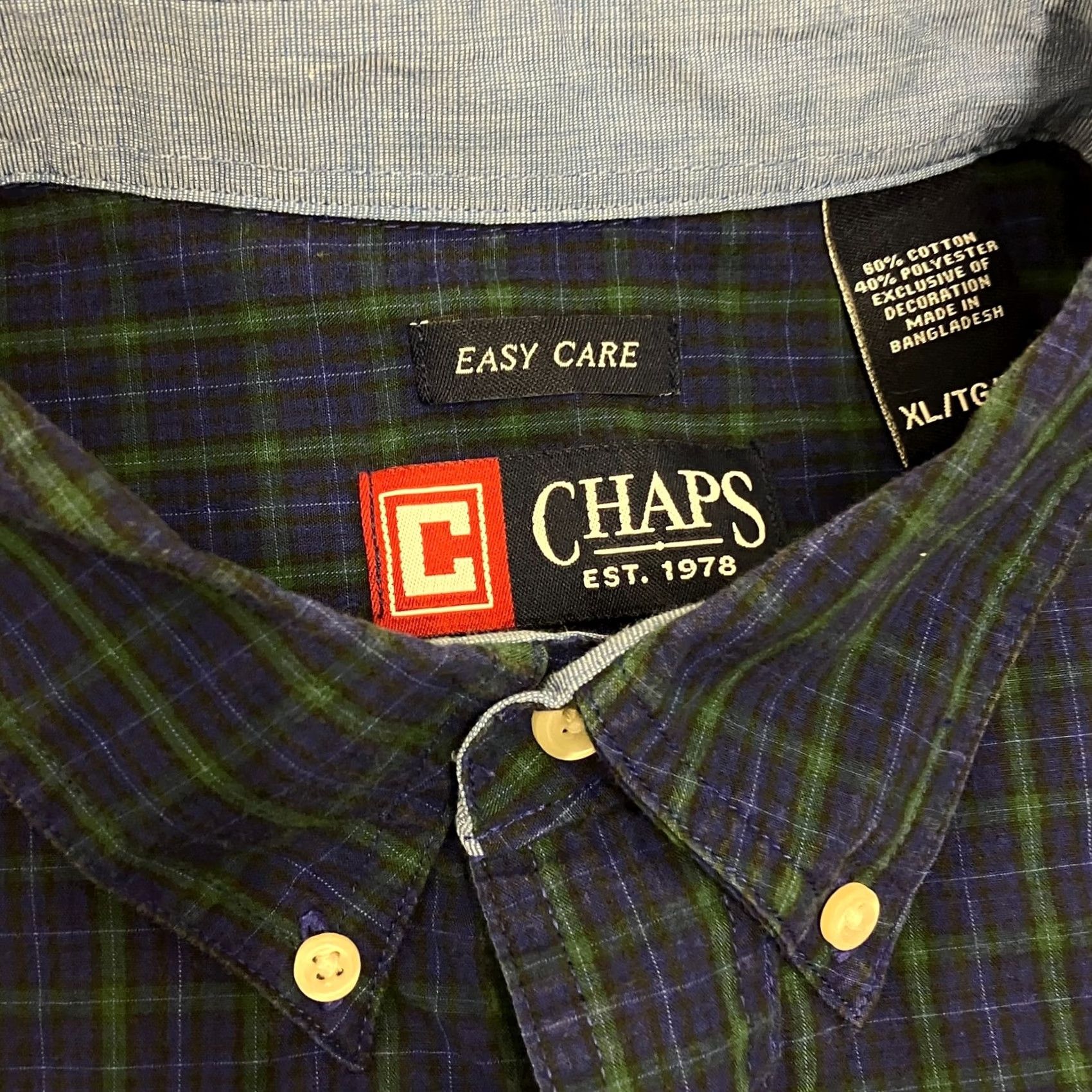 Chaps Chaps Check Shirt Mens XL Blue Green Tartan Button Down Long Sleeve Size US XL / EU 56 / 4 - 4 Thumbnail