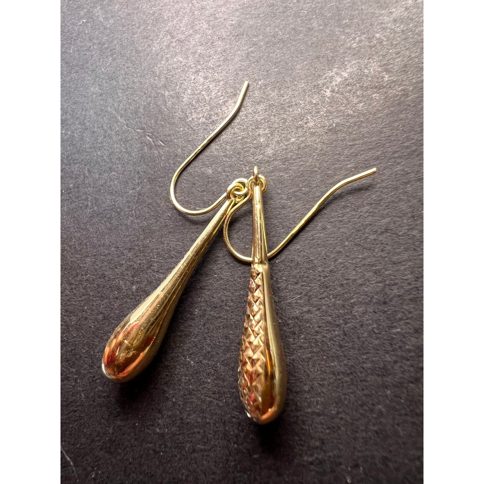 Other Turkish 10k yellow gold diamond cut teardrop earrings Size ONE SIZE - 3 Thumbnail