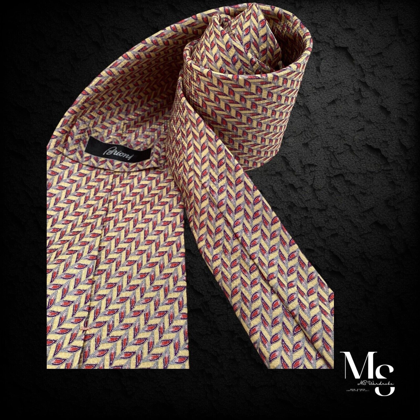 Brioni BRIONI XL Red Gold Geometric Luxury Silk Tie H.Made In Italy Size ONE SIZE - 3 Thumbnail