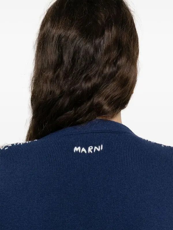 Marni o1w1db11125 Wool-Cashmere Blend Cardigan in Blue Size M / US 6-8 / IT 42-44 - 5 Thumbnail
