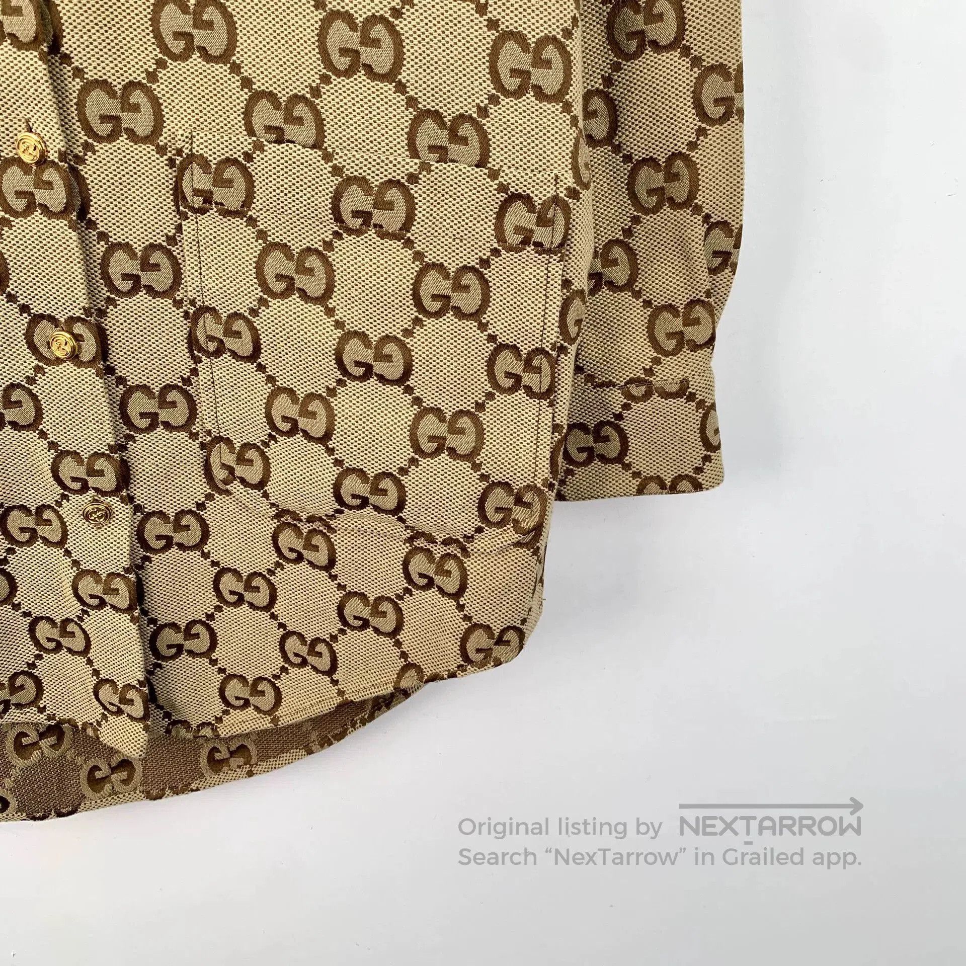 Gucci brown logo print long sleeve shirt. Size US S / EU 44-46 / 1 - 4 Thumbnail