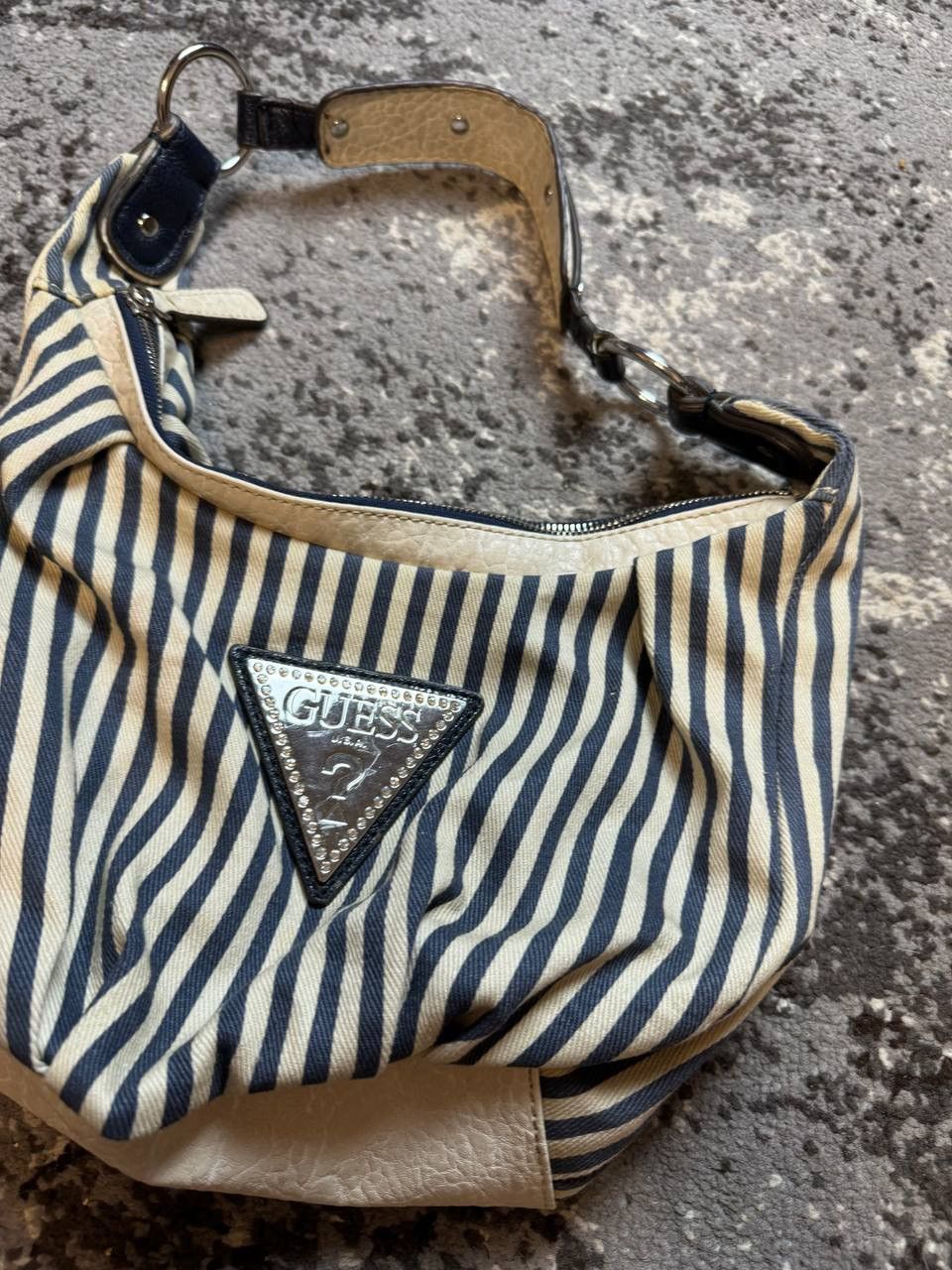 Guess × Vintage Vintage Y2K Guess Metal Logo Striped Tote Bag Japanese Style Size ONE SIZE - 1 Thumbnail