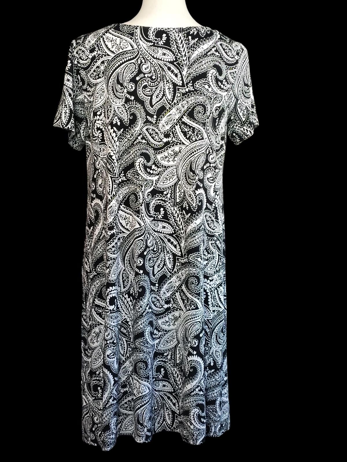 Other Kim Rogers Black and White Paisley Print Casual Dress Size S / US 4 / IT 40 - 6 Thumbnail