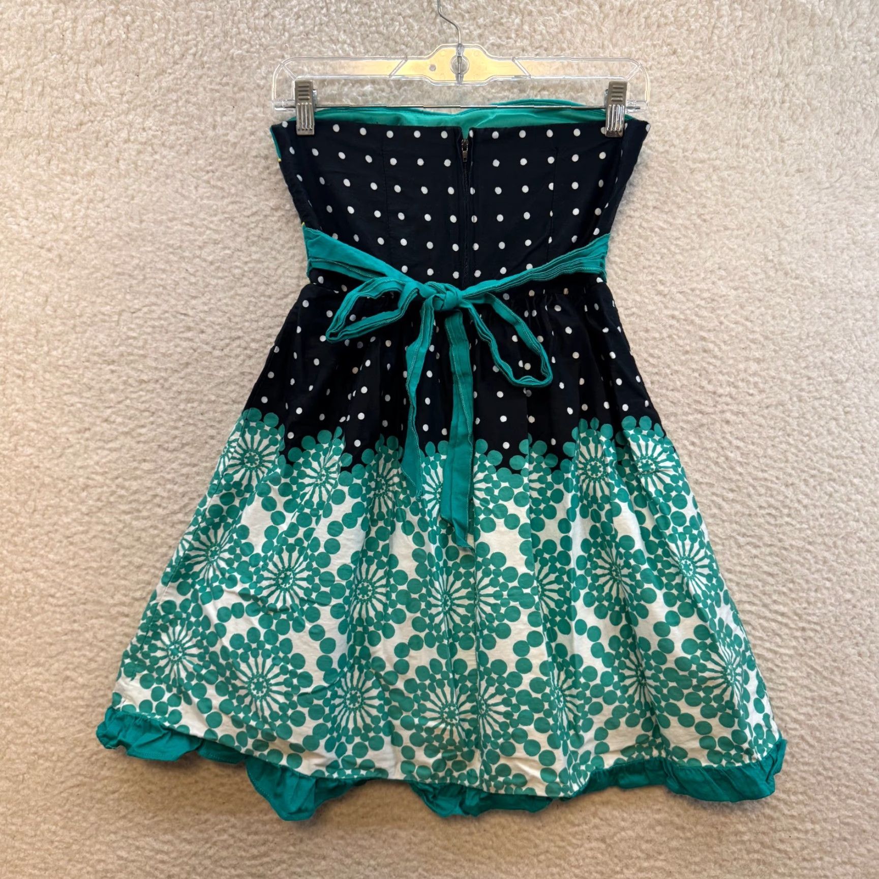 Vintage VINTAGE Y2K Strapless Mini Dress XS Turquoise Blue Polka Dot Tulle A-Line Teeze Me Dress Women Girls Size XS / US 0-2 / IT 36-38 - 2 Thumbnail