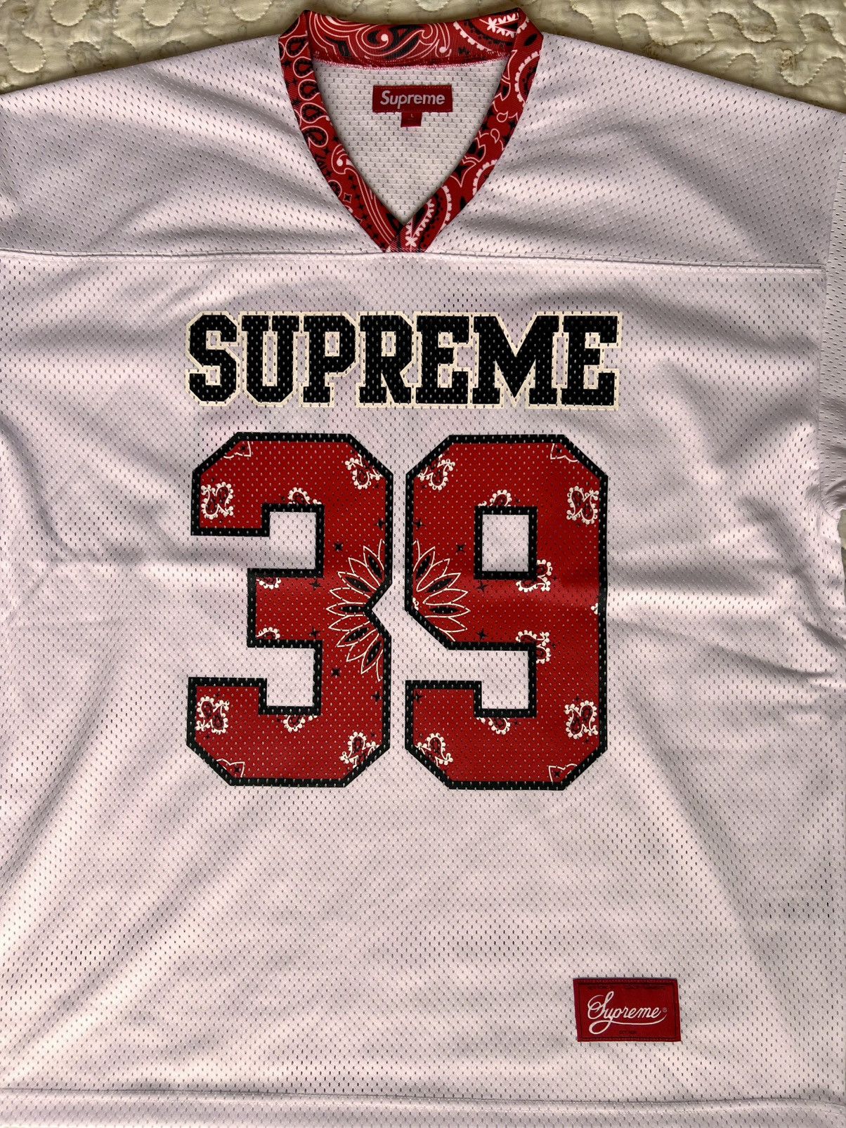 Supreme L Supreme Bandana Football Jersey white sport mesh