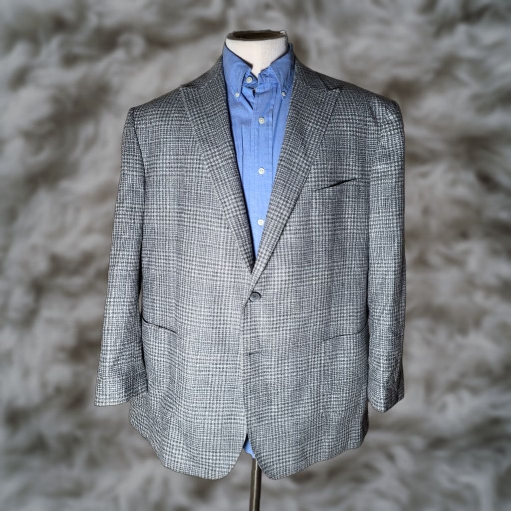 Joseph Abboud Joseph Abboud Sport Coat Men 48R Gray Check Wool Peak Lapel Jacket Blazer Size 48R - 1 Thumbnail