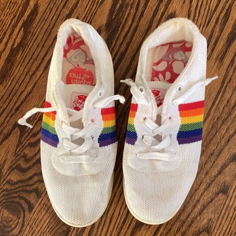 Other Roxy Women’s 8 White Canon Knit Rainbow Pride Sneaker Shoe Size US 8 / IT 38 - 2 Thumbnail