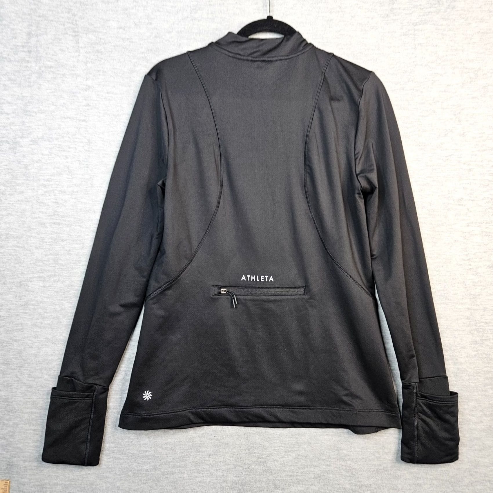 Athleta Athleta Women’s 1/4 Zip Long Sleeve Thumb Holes Pocket Back Sweatshirt M Black Casual Activewear Top Size M / US 6-8 / IT 42-44 - 2 Thumbnail