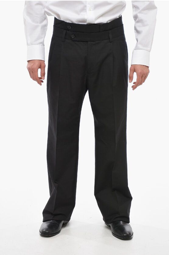 image of Dolce Gabbana Re-Edition Double-Pleated Double-Layered Pants in Black, Men's (Size 32)