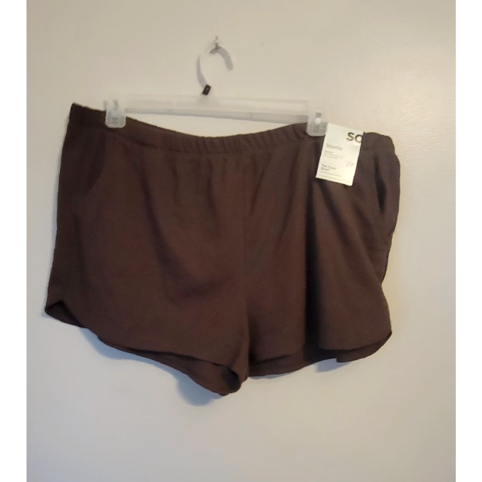 Vintage VINTAGE: No (omit) So...Brown Shortie The Cozy Shorts Waffle Knit 2X NWT Elastic Waist Stretchy Size 40" / US 18 - 2 Thumbnail